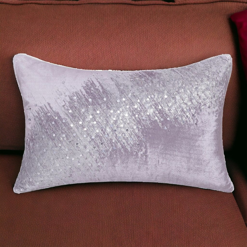 16" X 24" Gray Abstract Polyester Zippered Pillow With Beads