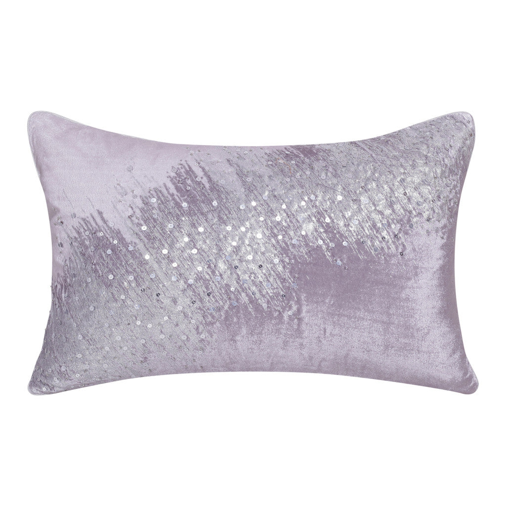 16" X 24" Gray Abstract Polyester Zippered Pillow With Beads