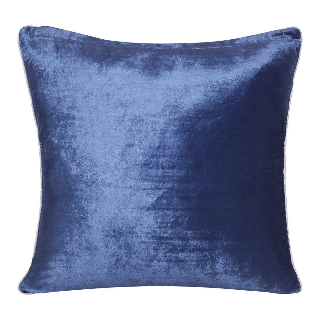 20" X 20" Blue Geometric Polyester Zippered Pillow With Beads