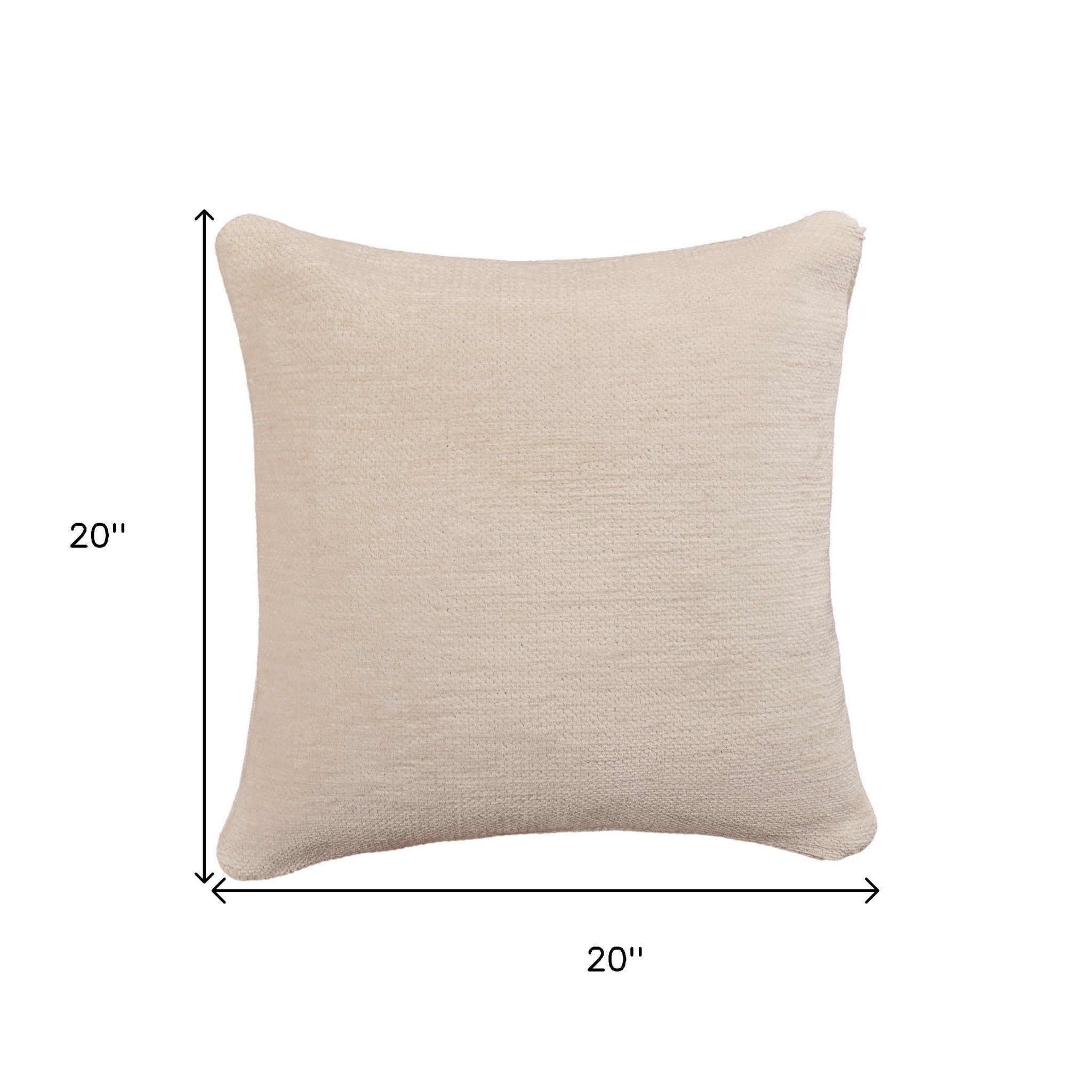 20" X 20" Ivory Chenille Zippered Pillow