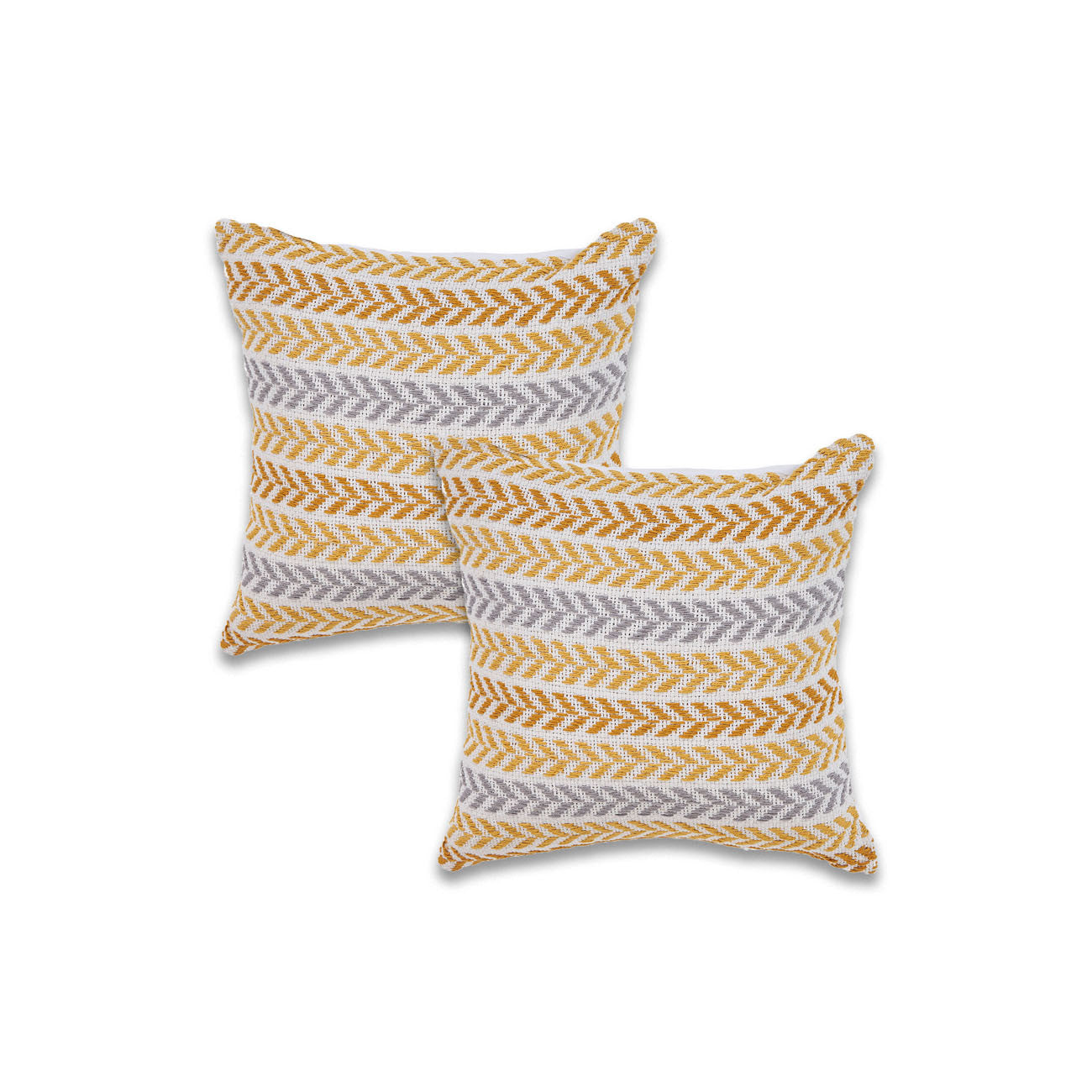 Set of Two 18" X 18" Orange Beach Chevron Cotton Zippered Pillow