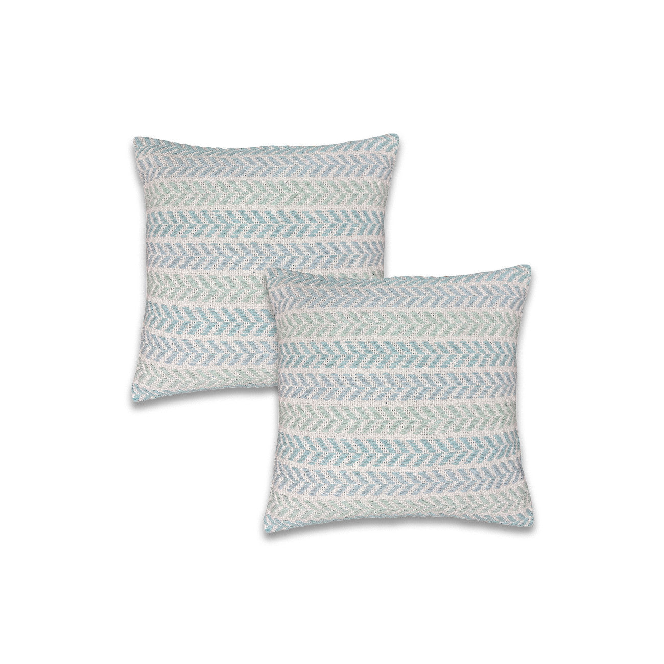 Set of Two 18" X 18" Blue Beach Chevron Cotton Zippered Pillow