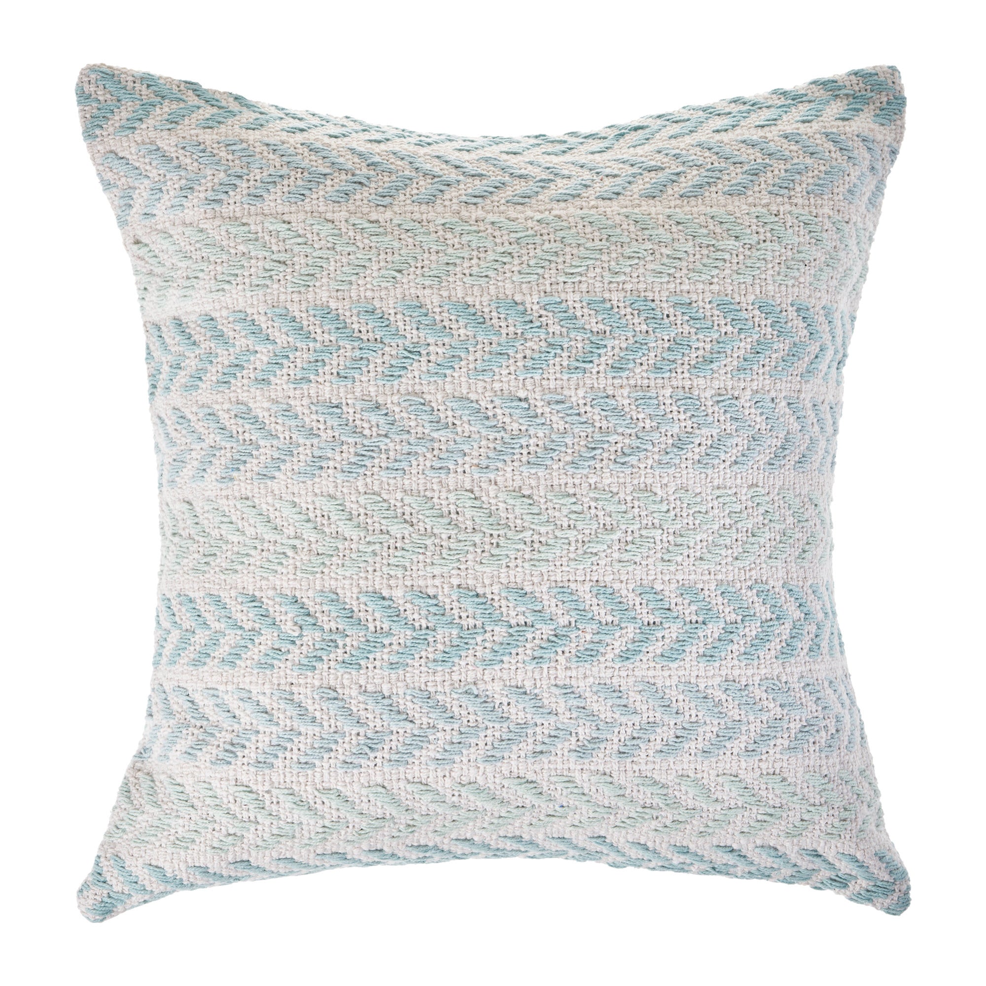 Set of Two 18" X 18" Blue Beach Chevron Cotton Zippered Pillow