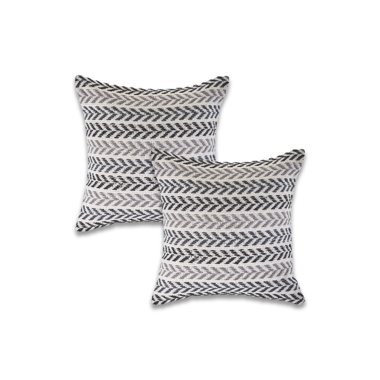 Set of Two 18" X 18" Black Beach Chevron Cotton Zippered Pillow