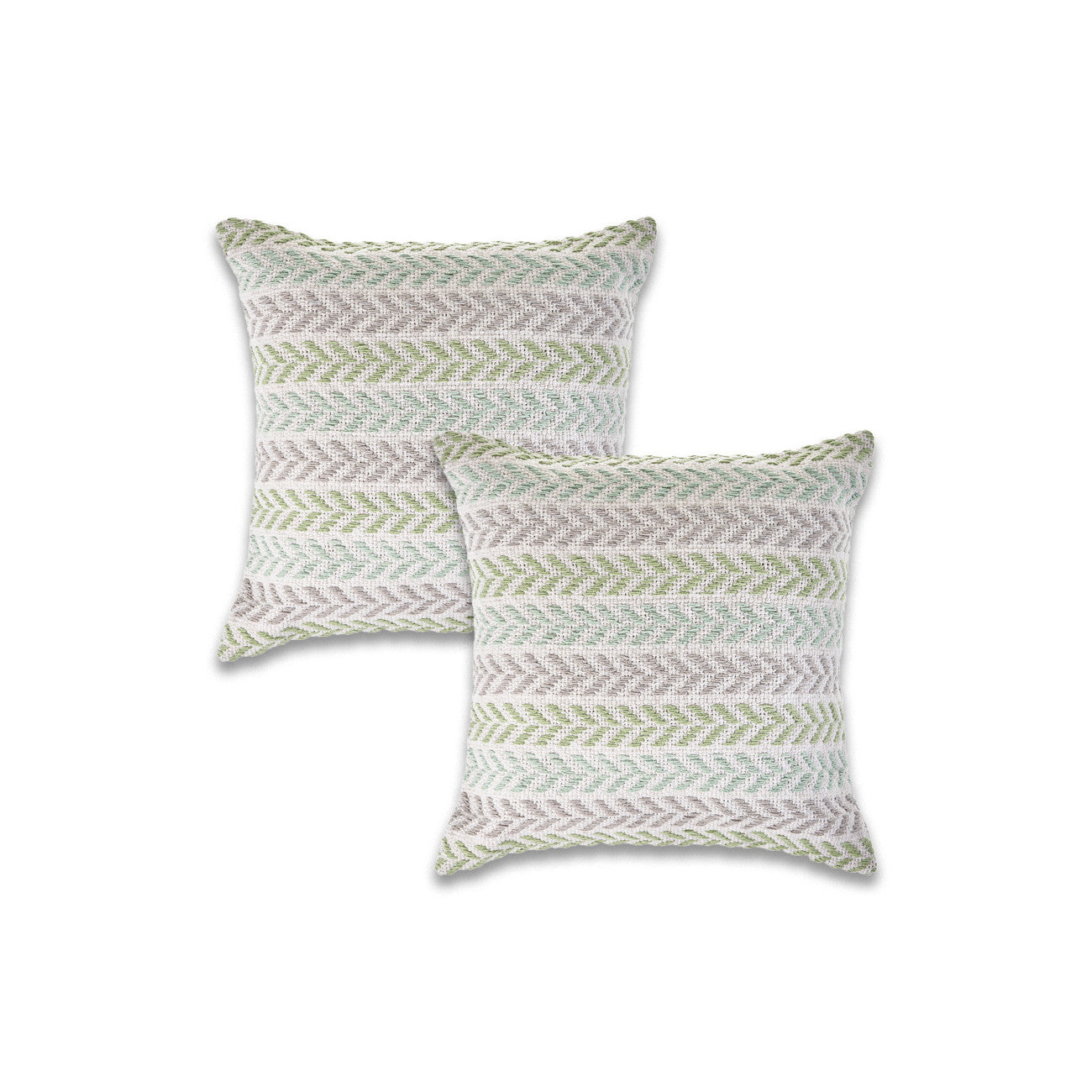 Set of Two 18" X 18" Green Beach Chevron Cotton Zippered Pillow