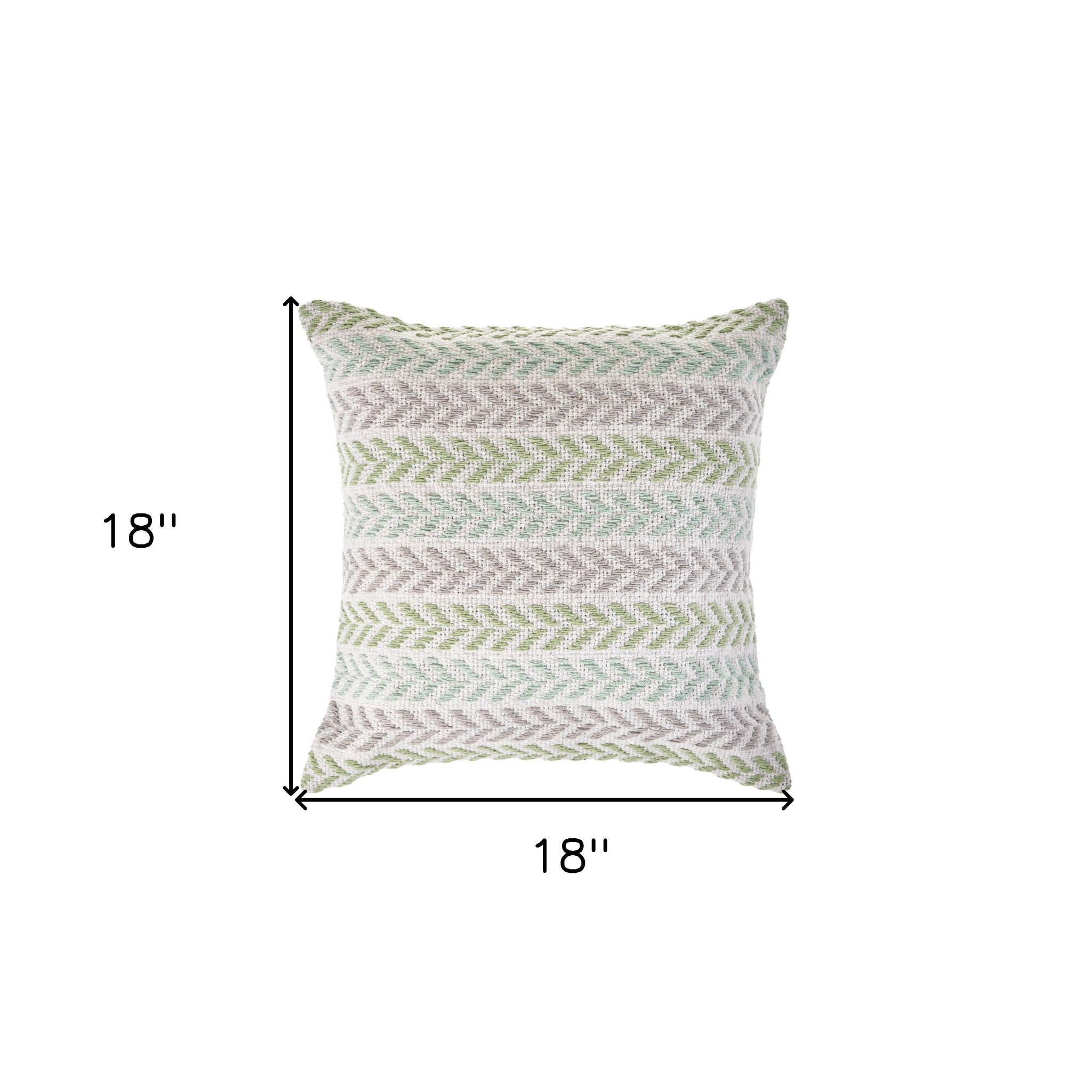 Set of Two 18" X 18" Green Beach Chevron Cotton Zippered Pillow