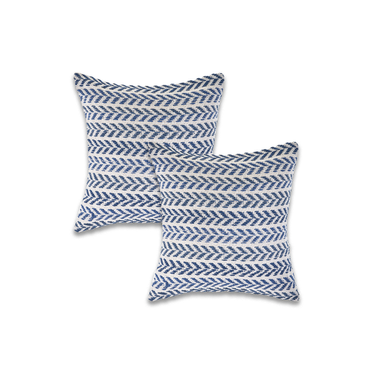 Set of Two 18" X 18" Blue Beach Chevron Cotton Zippered Pillow