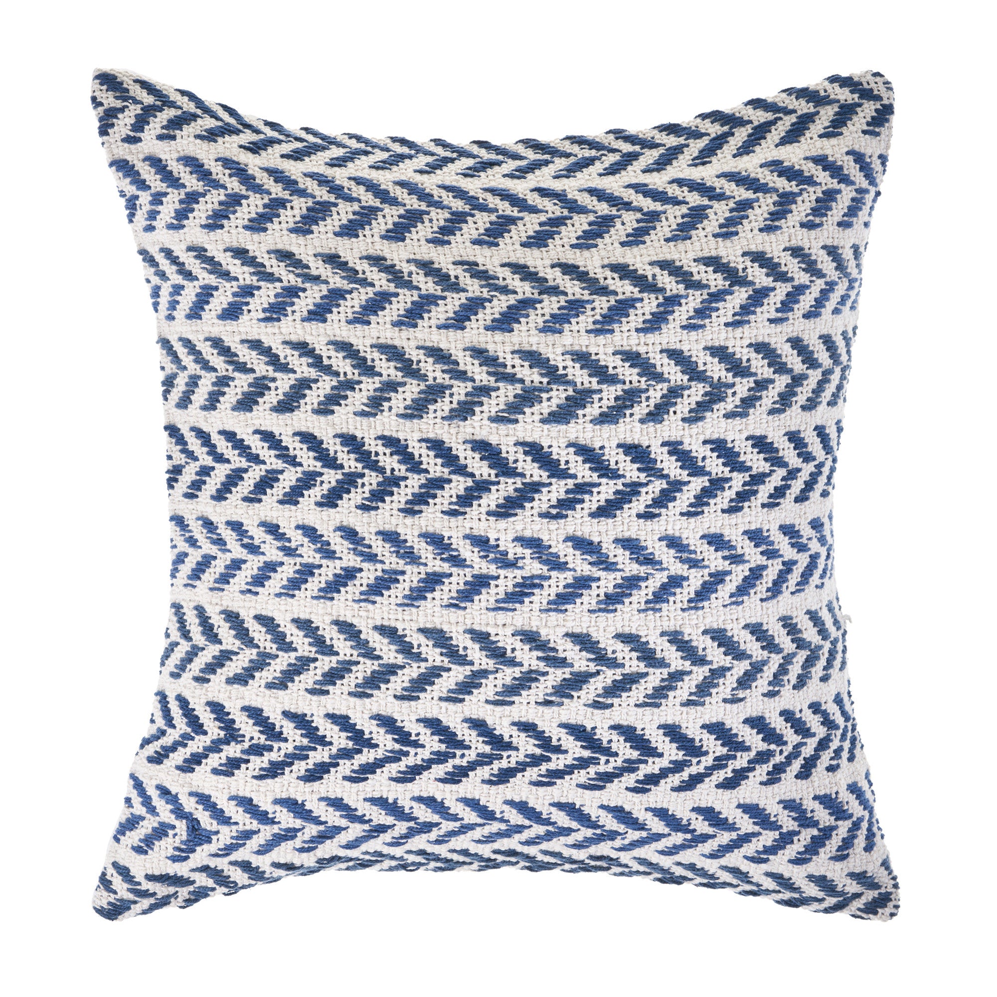 Set of Two 18" X 18" Blue Beach Chevron Cotton Zippered Pillow