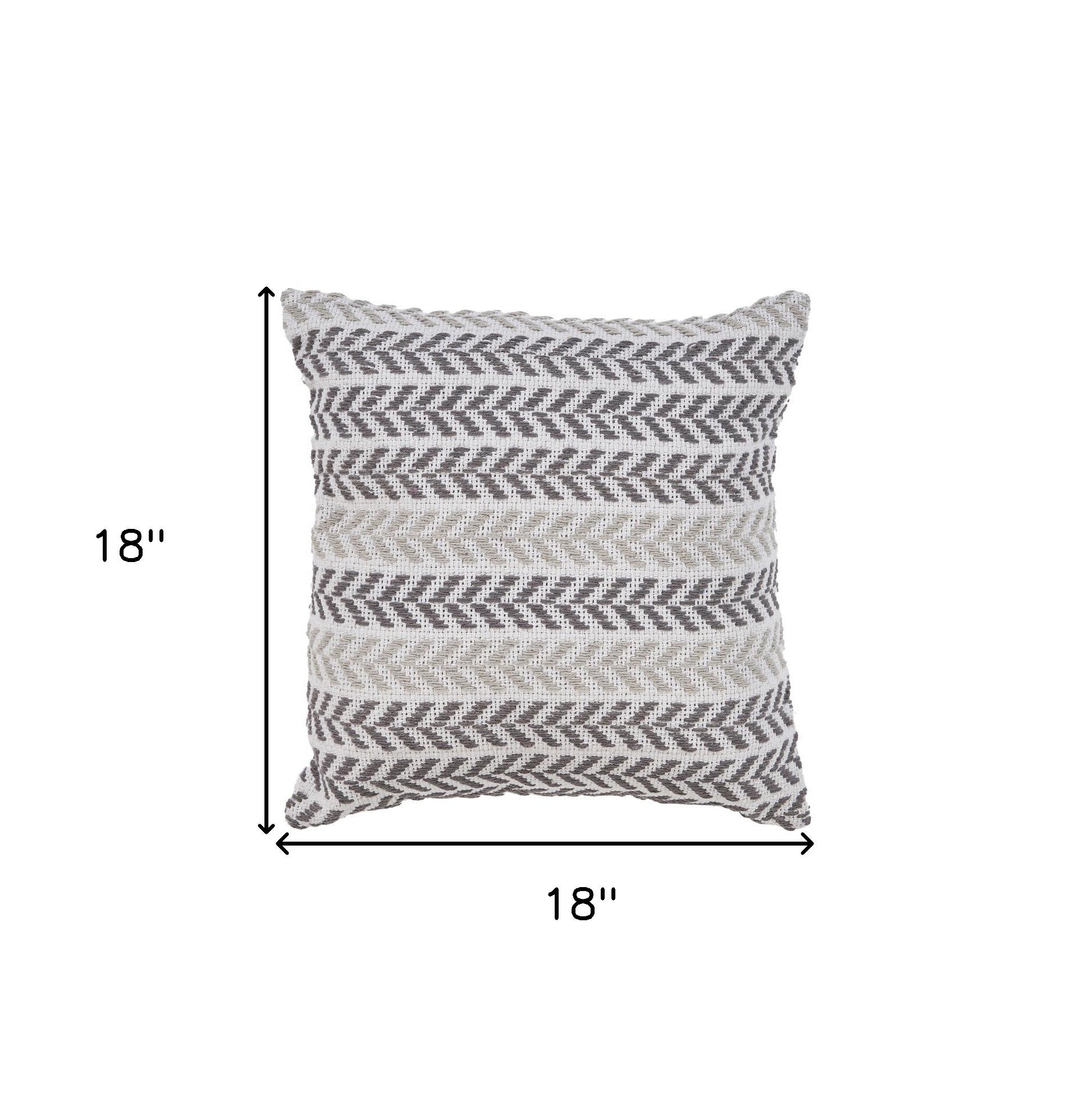 Set of Four 18" X 18" Gray Beach Chevron Cotton Zippered Pillow