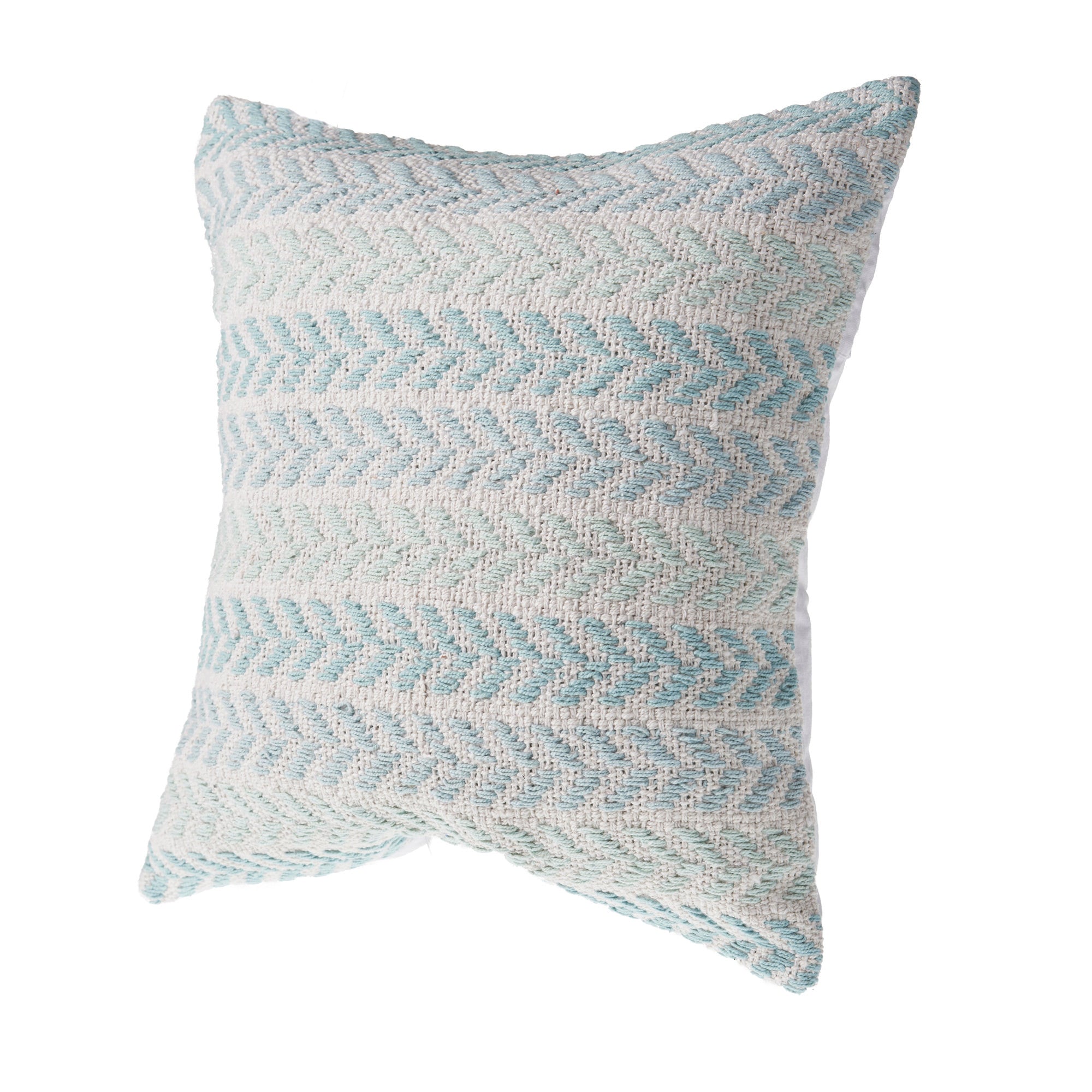 Set of Four 18" X 18" Blue Beach Chevron Cotton Zippered Pillow