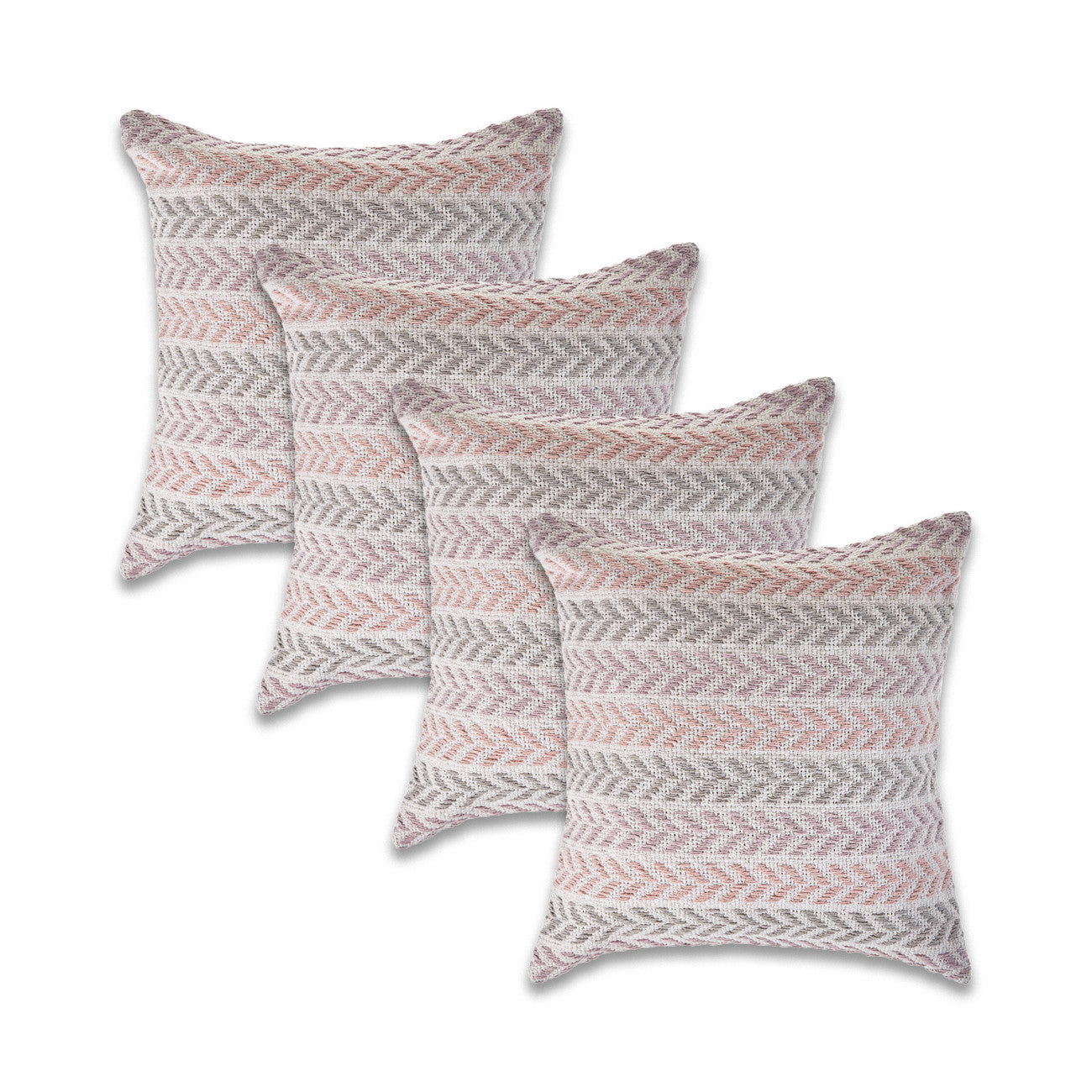 Set of Four 18" X 18" Purple Beach Chevron Cotton Zippered Pillow