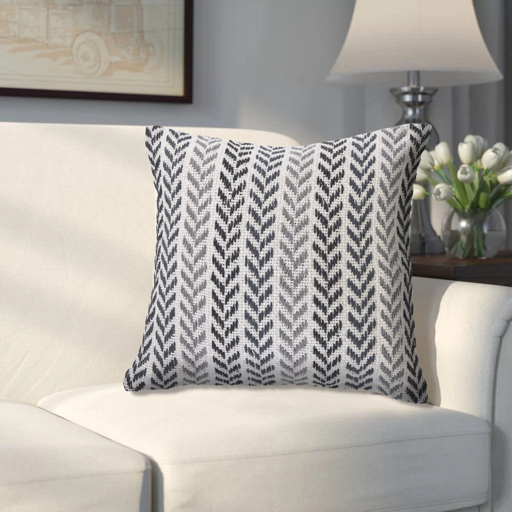 Set of Four 18" X 18" Black Beach Chevron Cotton Zippered Pillow