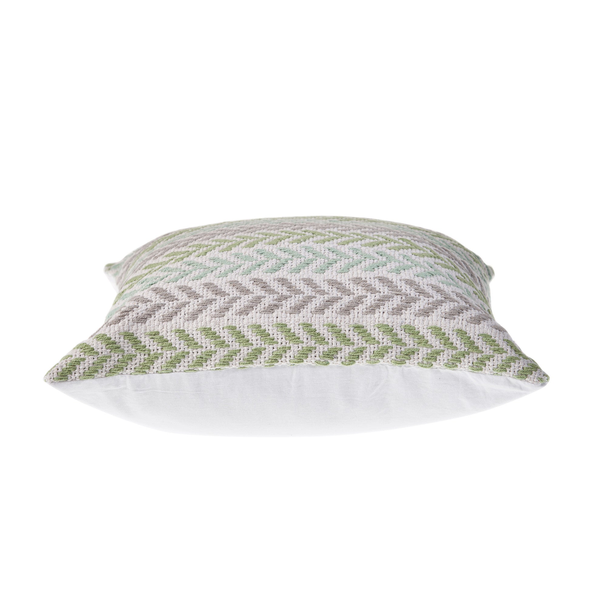 Set of Four 18" X 18" Green Beach Chevron Cotton Zippered Pillow