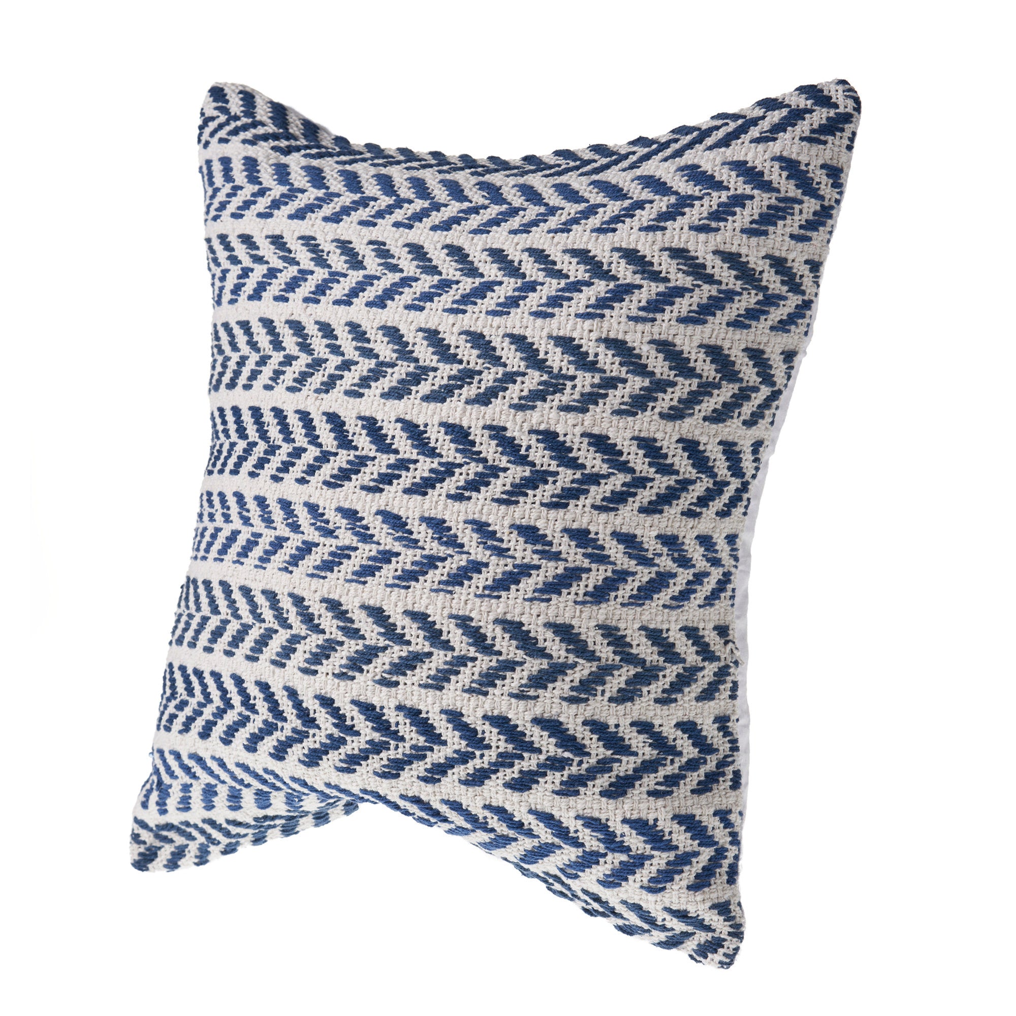 Set of Four 18" X 18" Blue Beach Chevron Cotton Zippered Pillow