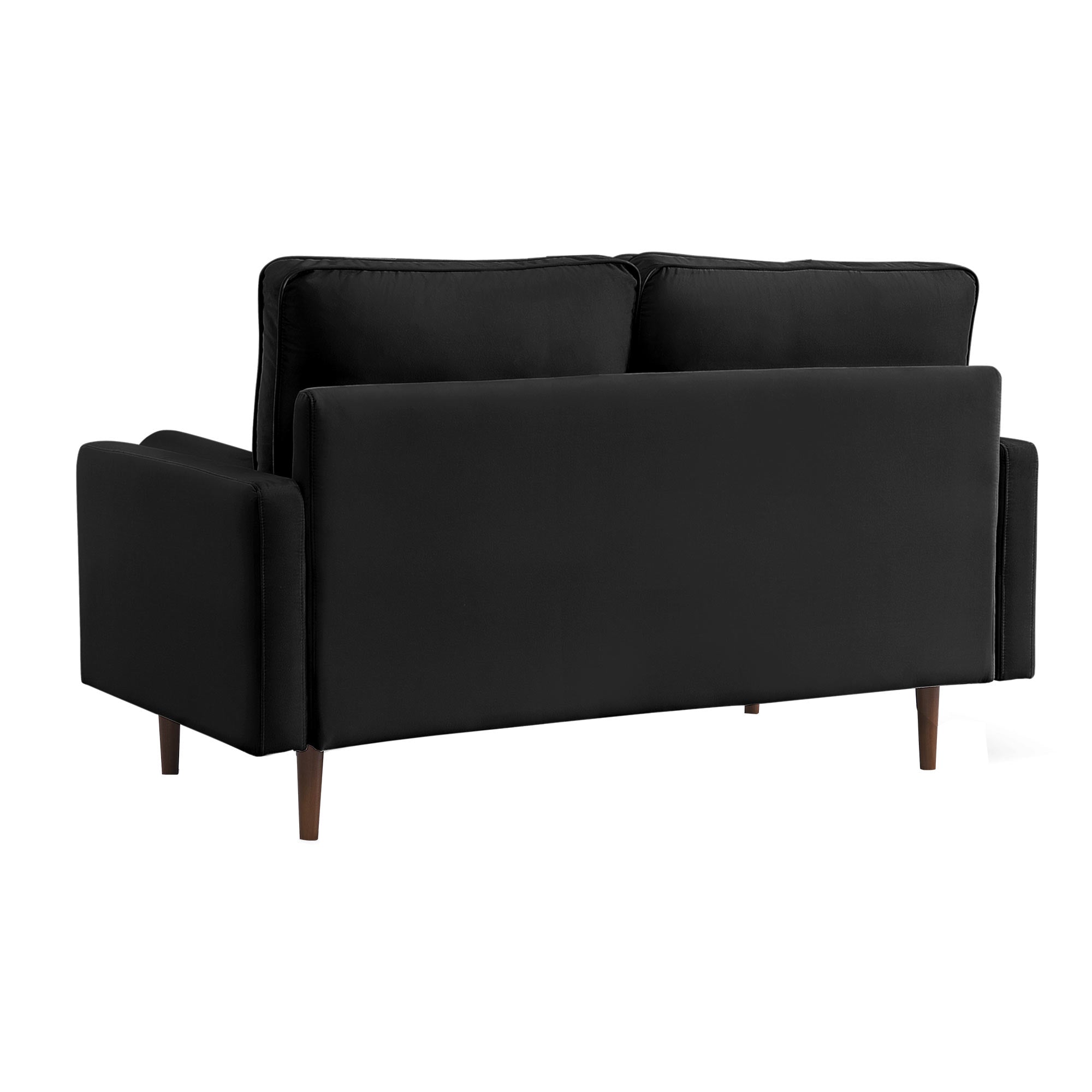 69" Black Velvet and Dark Brown Sofa and Toss Pillows