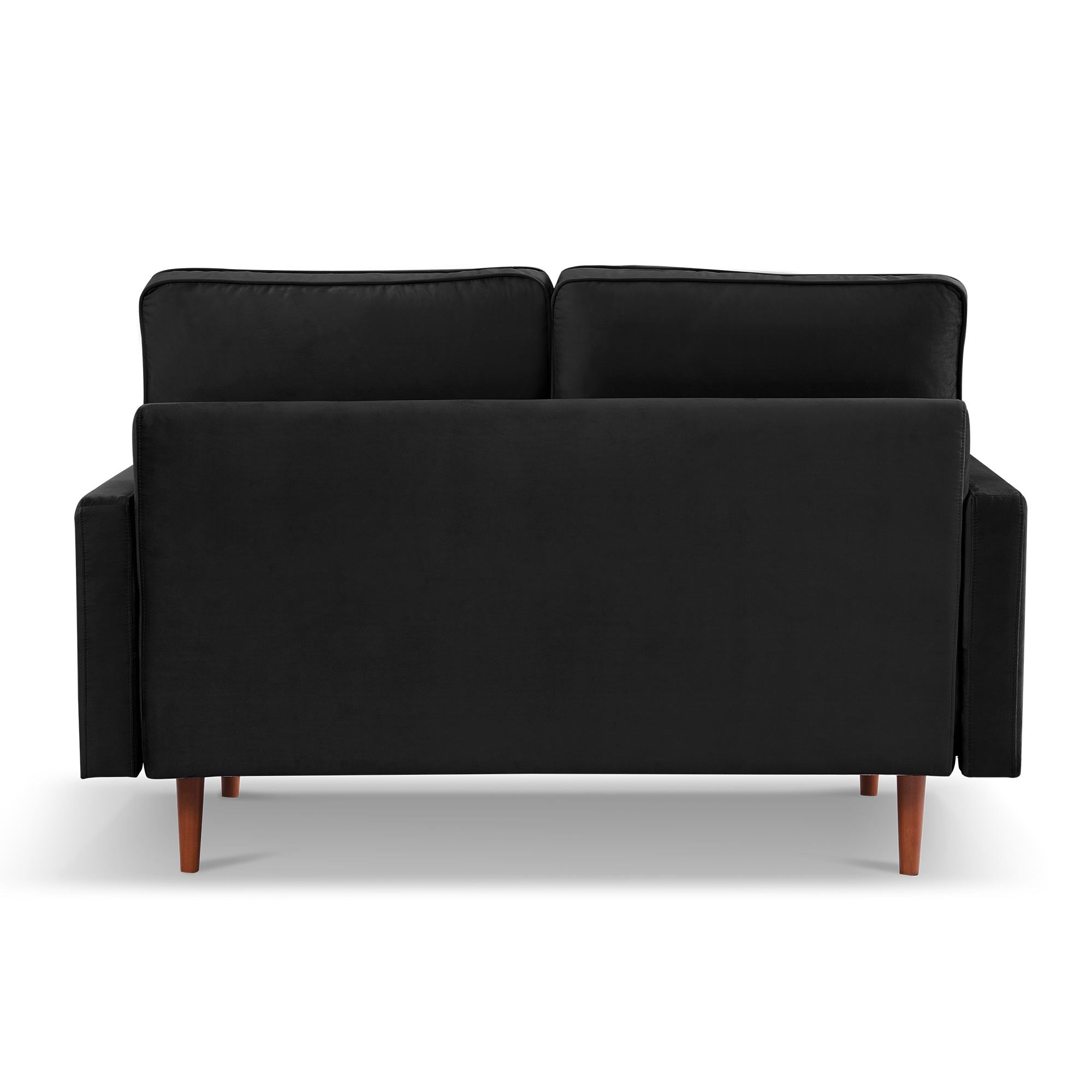 57" Black and Dark Brown Velvet Love Seat and Toss Pillows