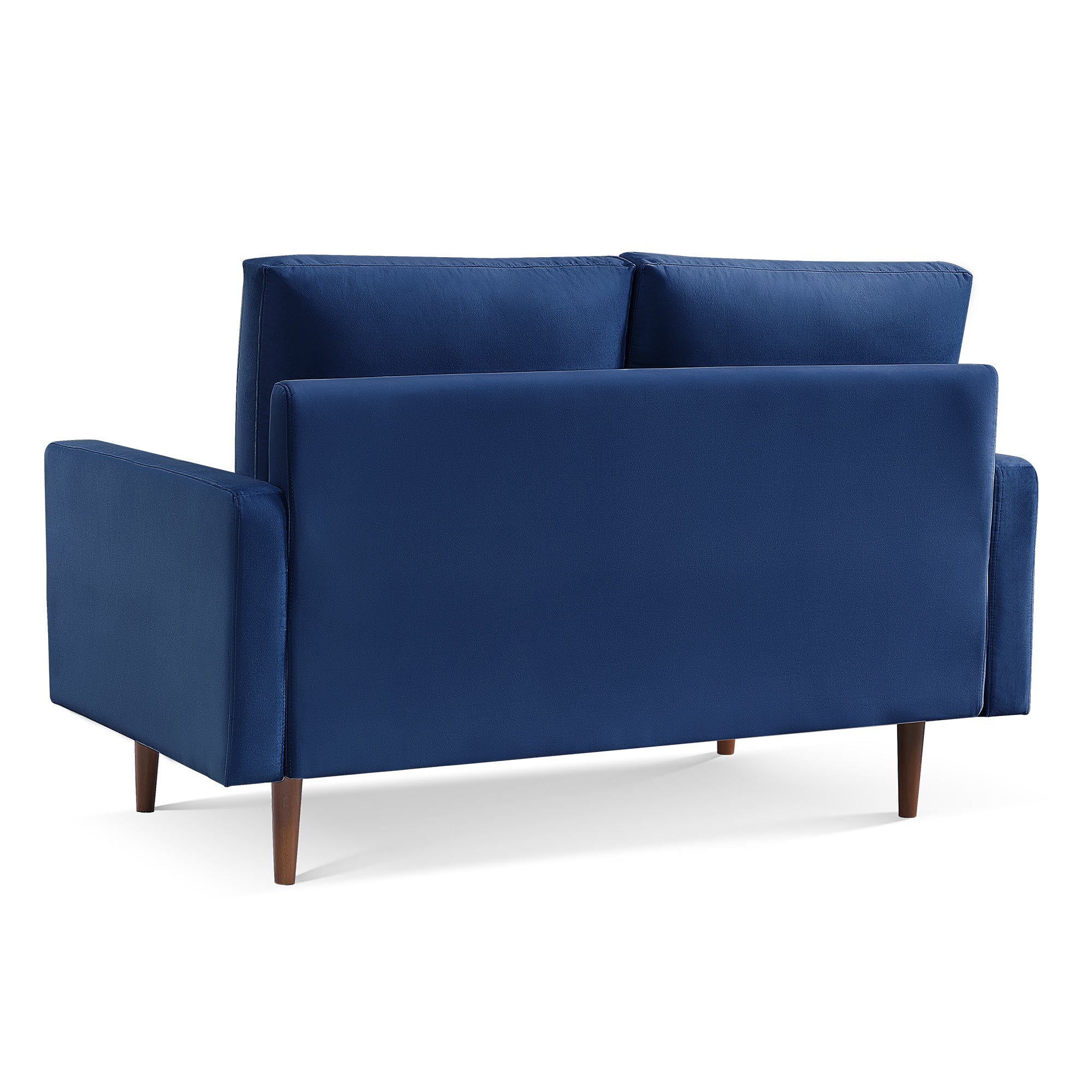 57" Blue and Dark Brown Velvet Love Seat