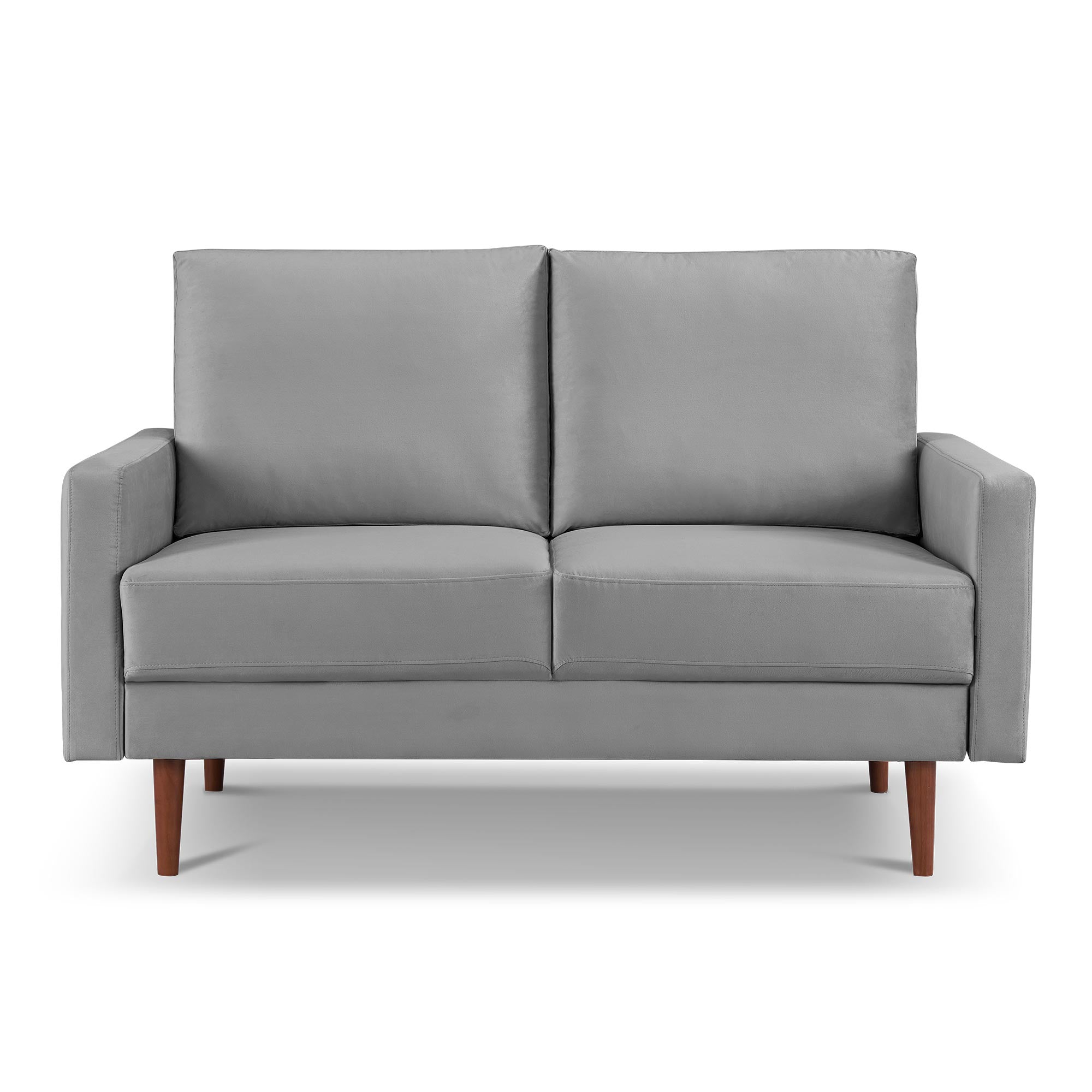 57" Gray and Dark Brown Velvet Love Seat