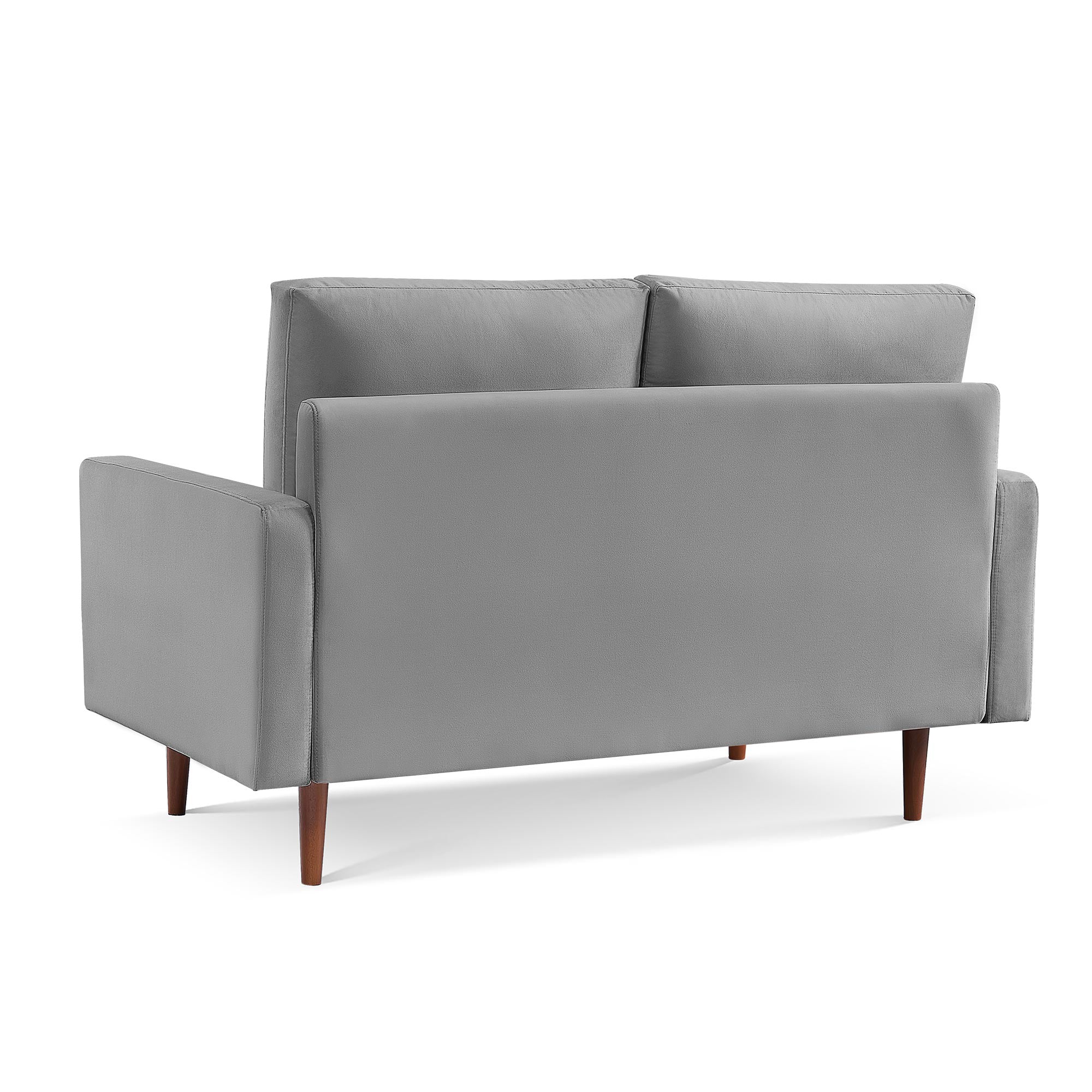 57" Gray and Dark Brown Velvet Love Seat