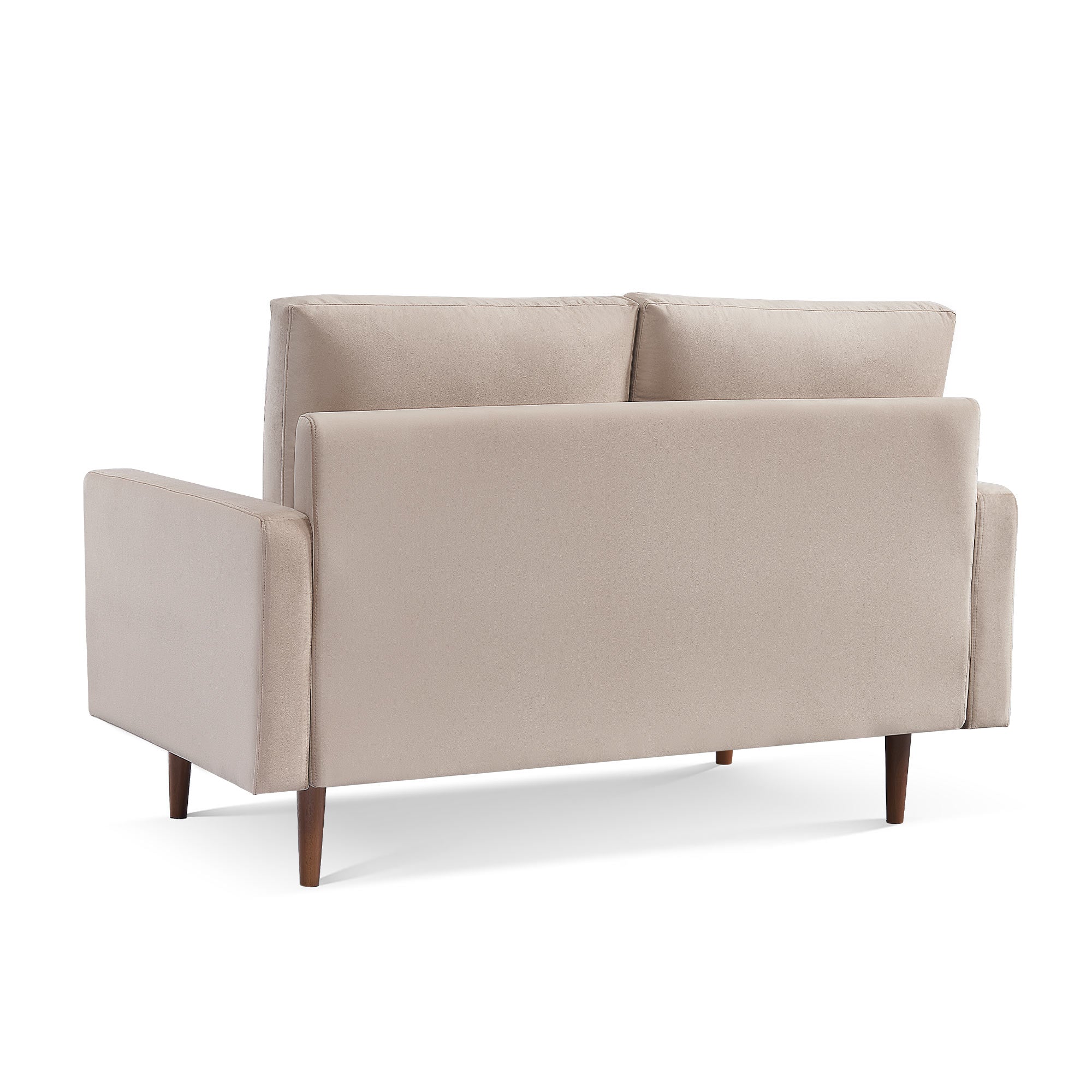 57" Beige and Dark Brown Velvet Love Seat