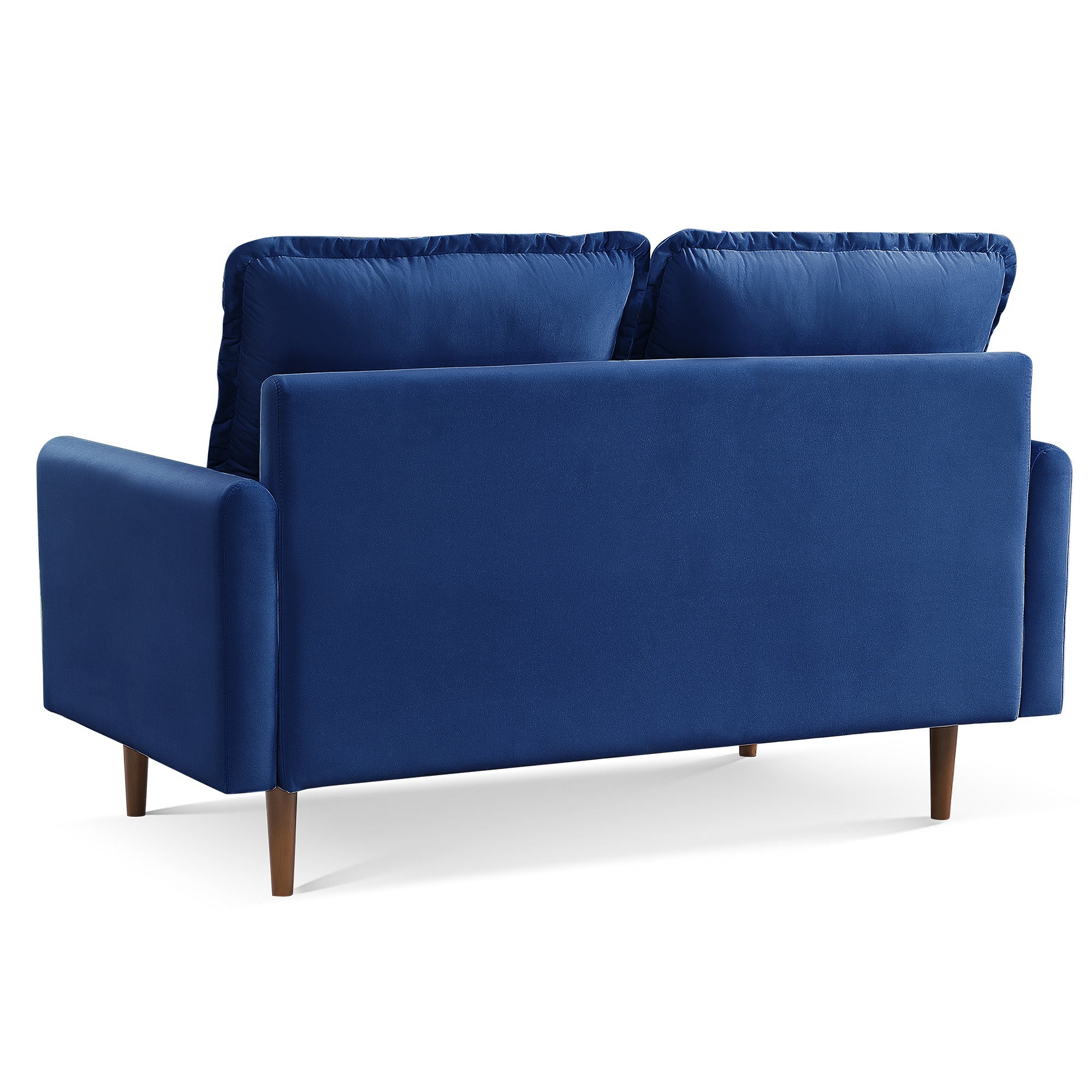 57" Blue and Dark Brown Velvet Love Seat