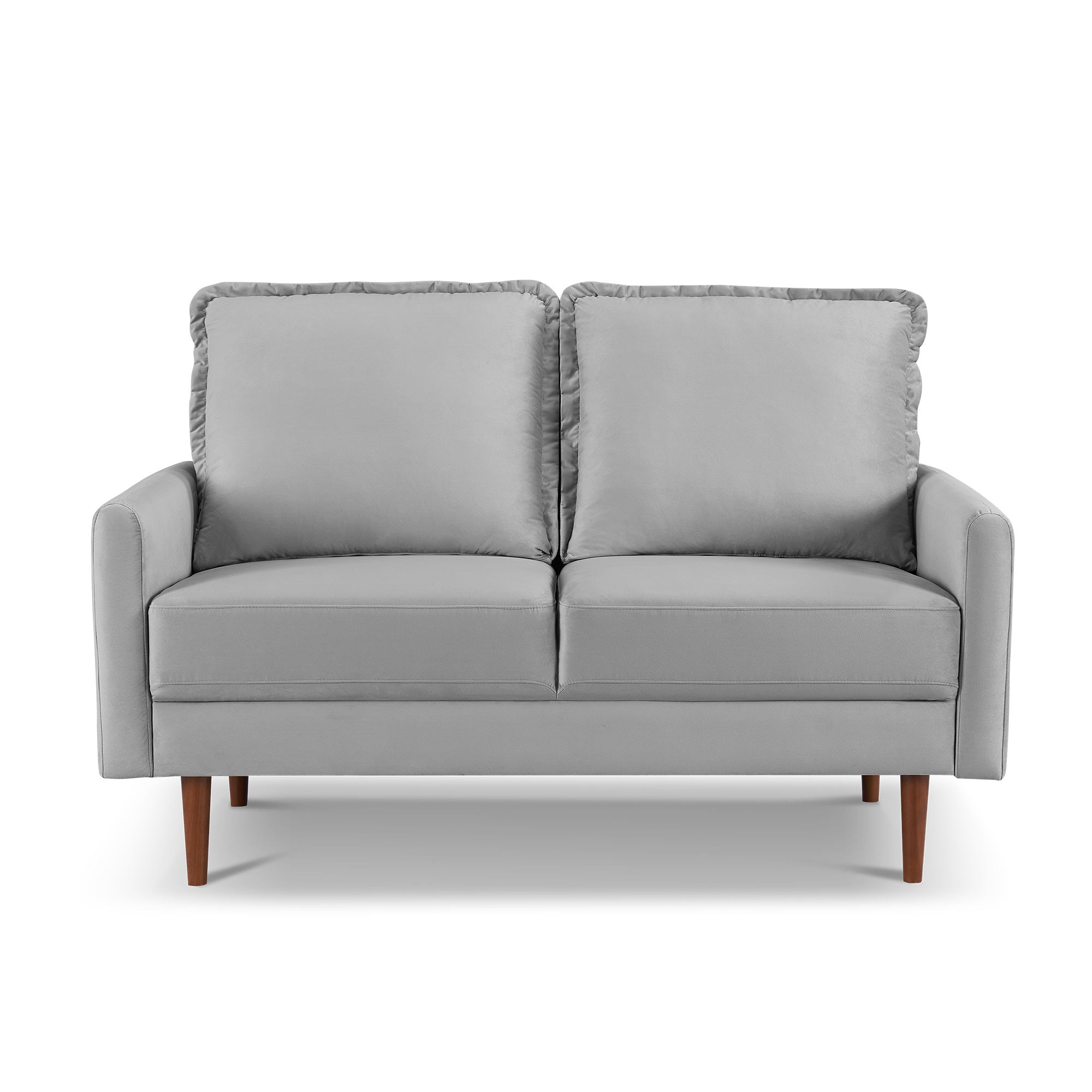 57" Gray and Dark Brown Velvet Love Seat