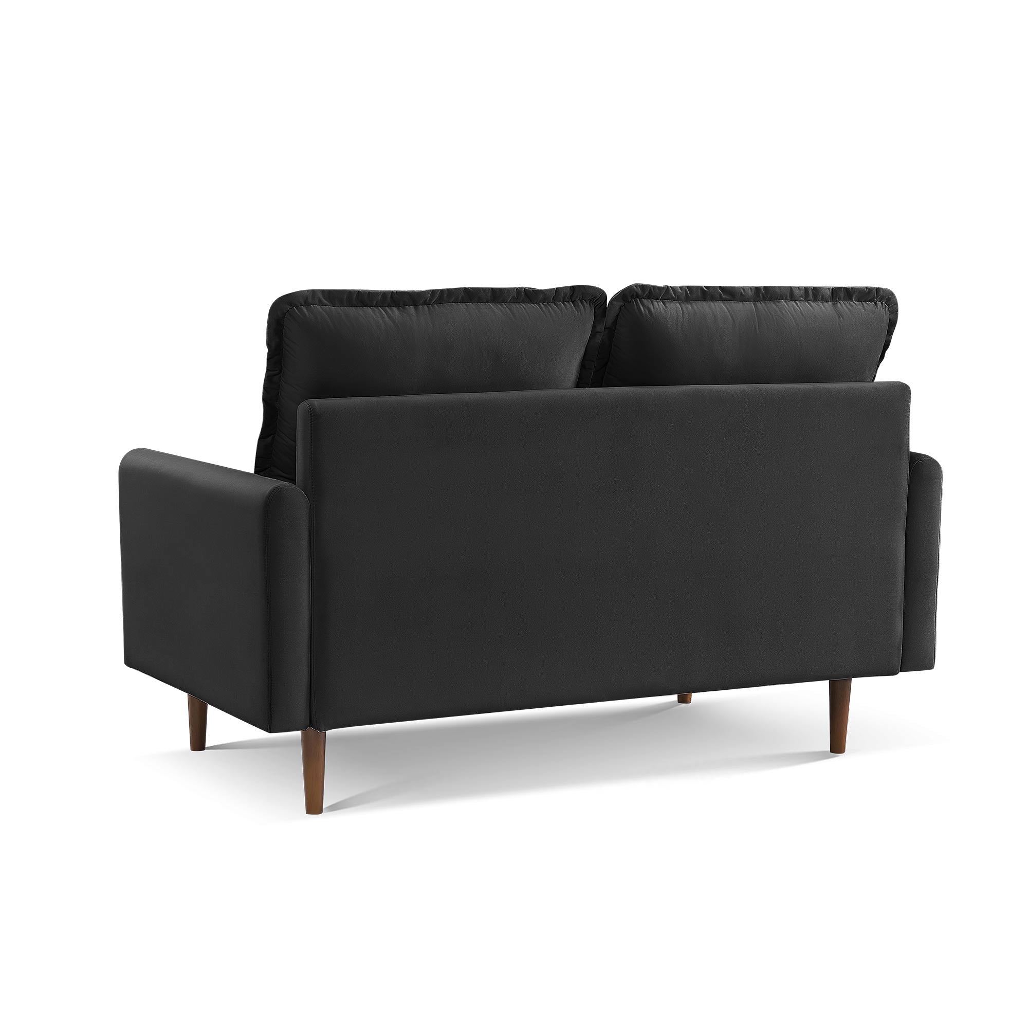 57" Black and Dark Brown Velvet Love Seat