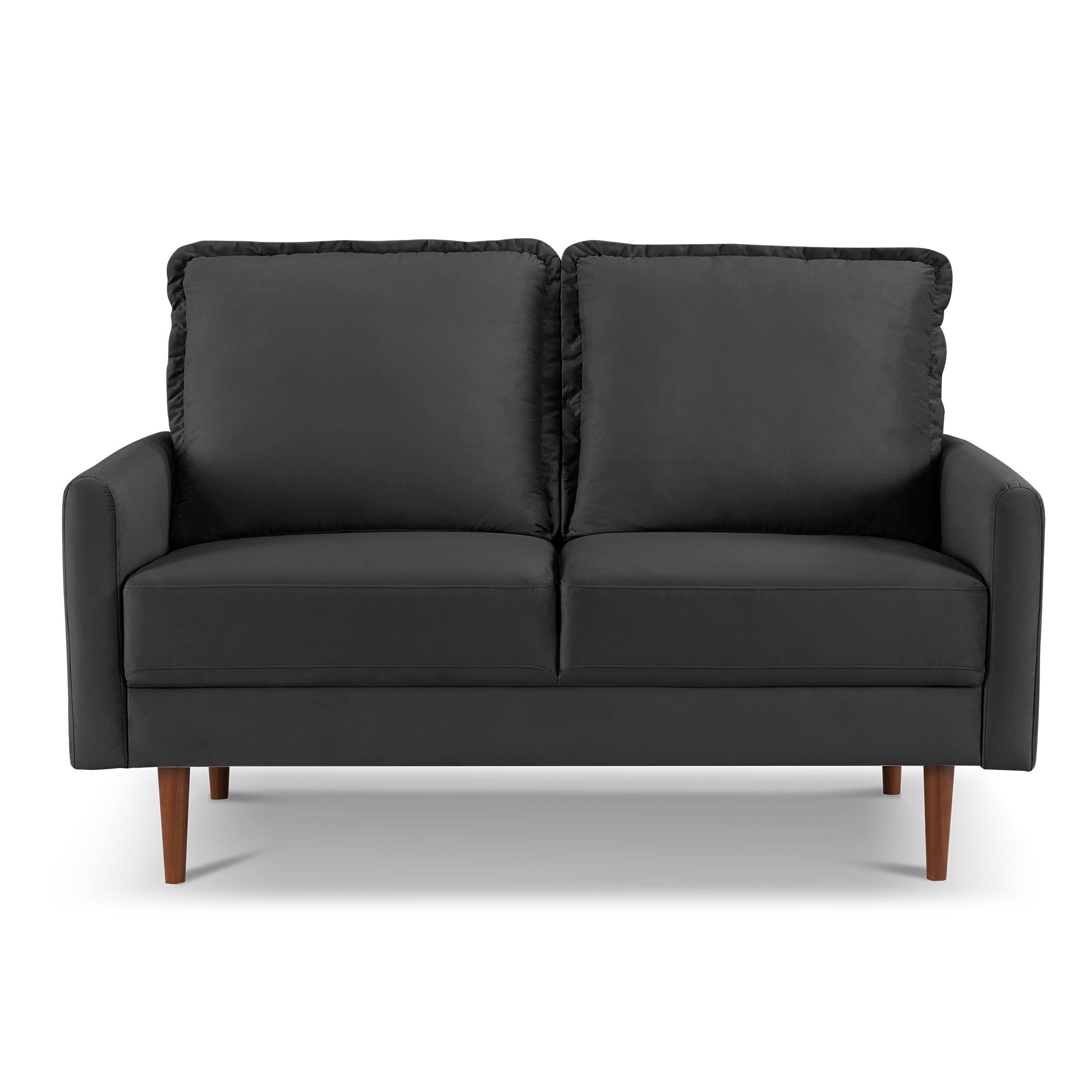 57" Black and Dark Brown Velvet Love Seat