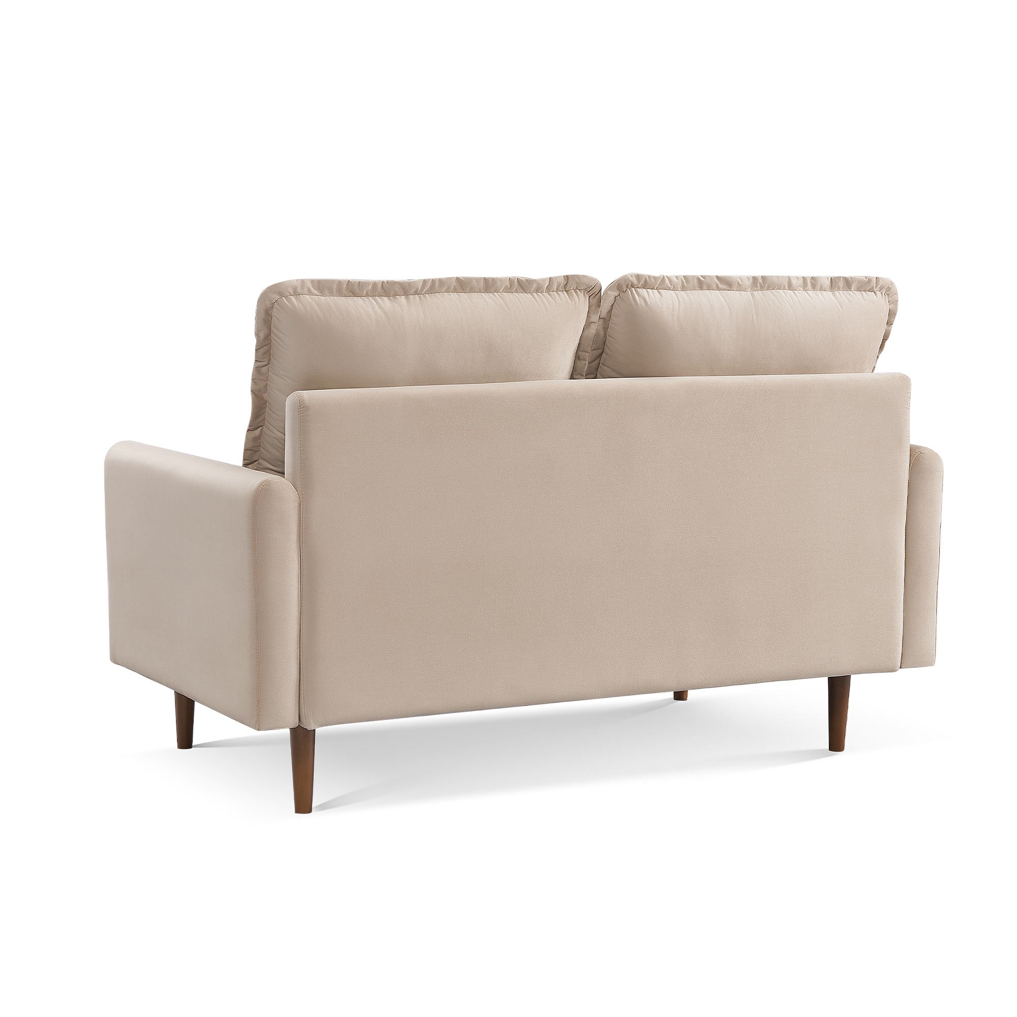 57" Beige and Dark Brown Velvet Love Seat