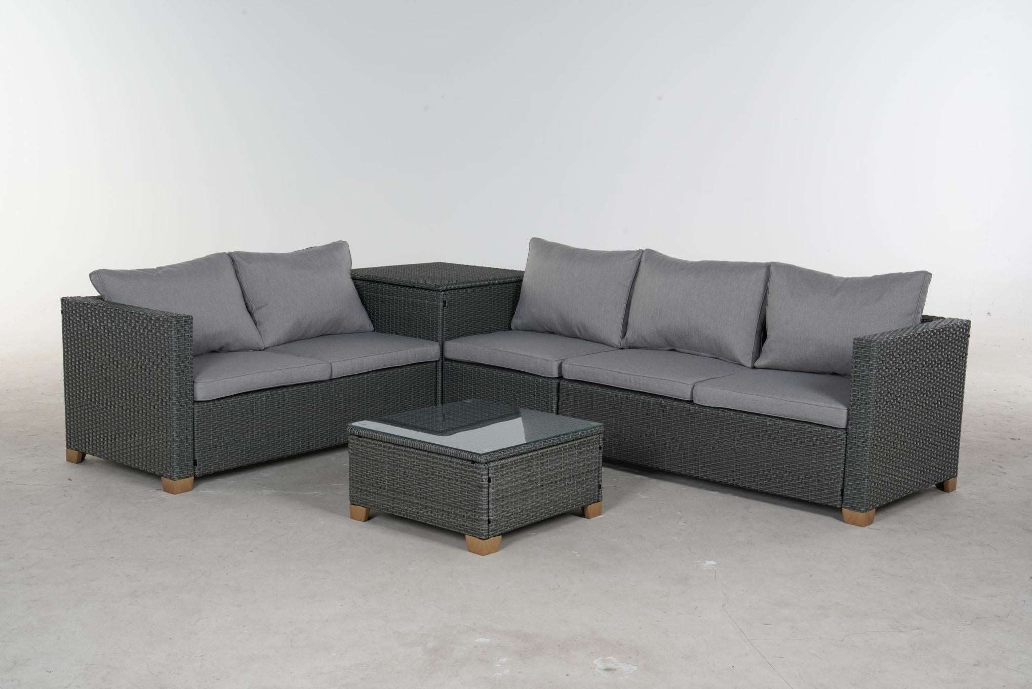 5 Piece Outdoor Rattan Sectional Sets，5 Seats with Cushion