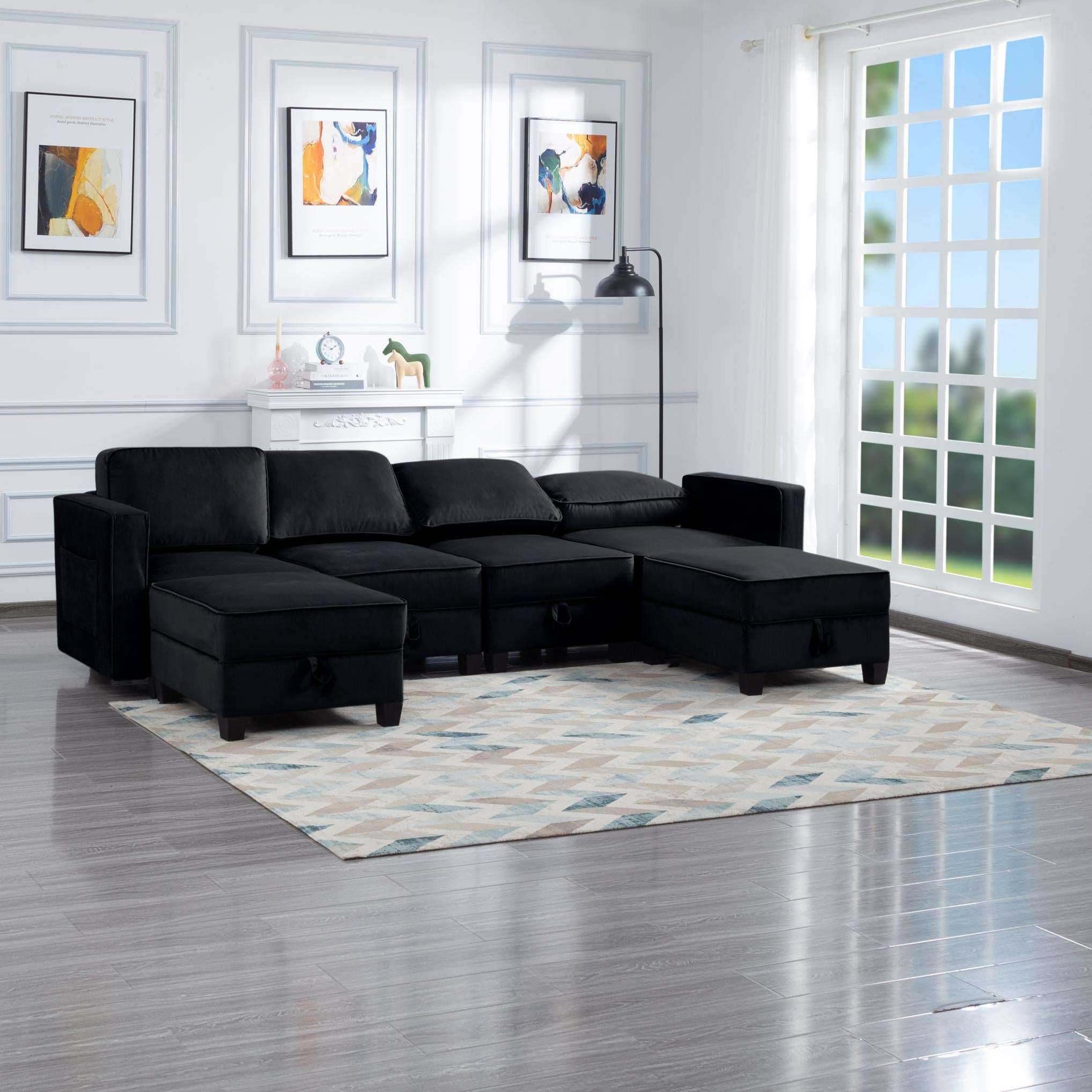 116” Square Arm Sectional Sofa