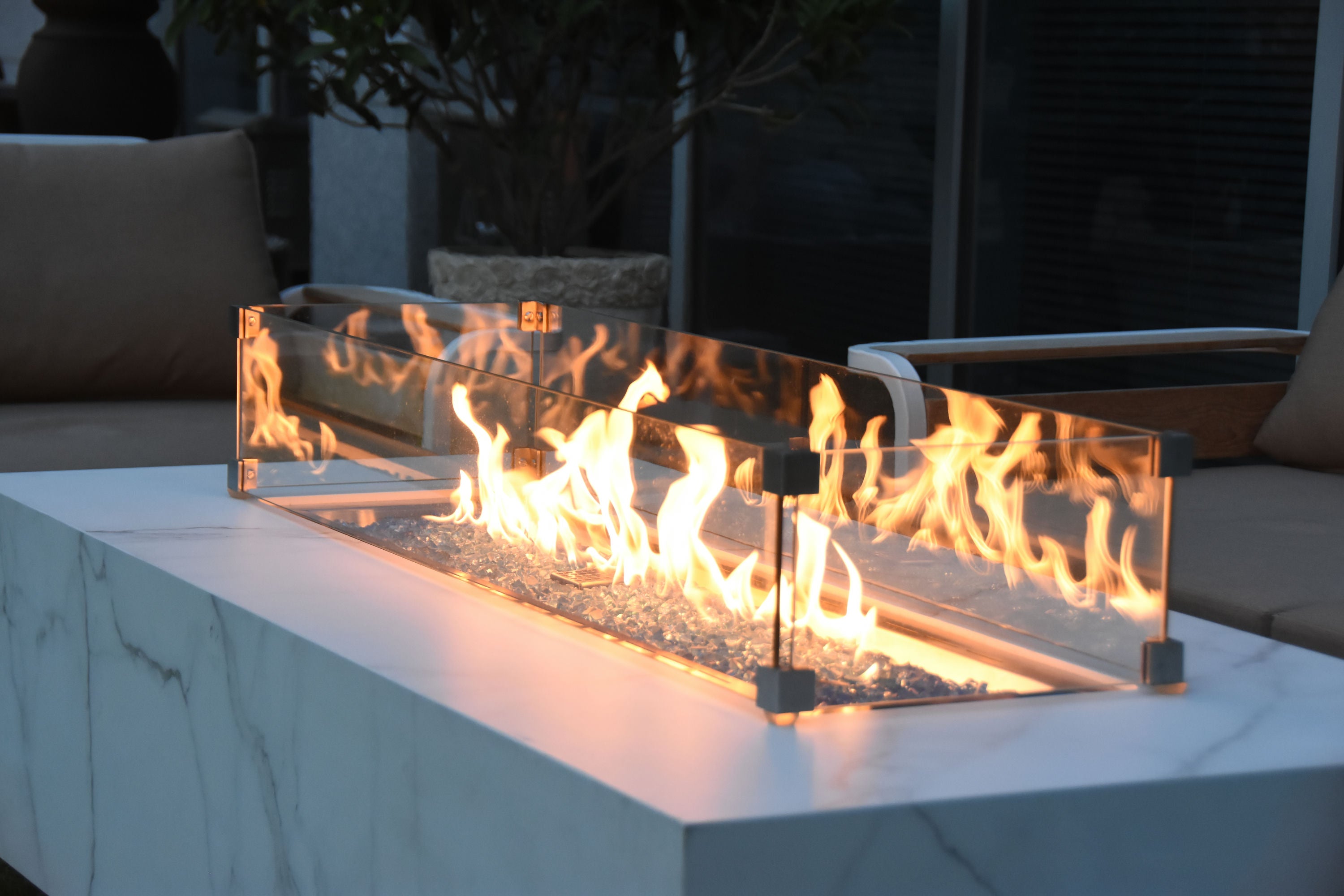 CARRARA Marble Porcelain Fire Table