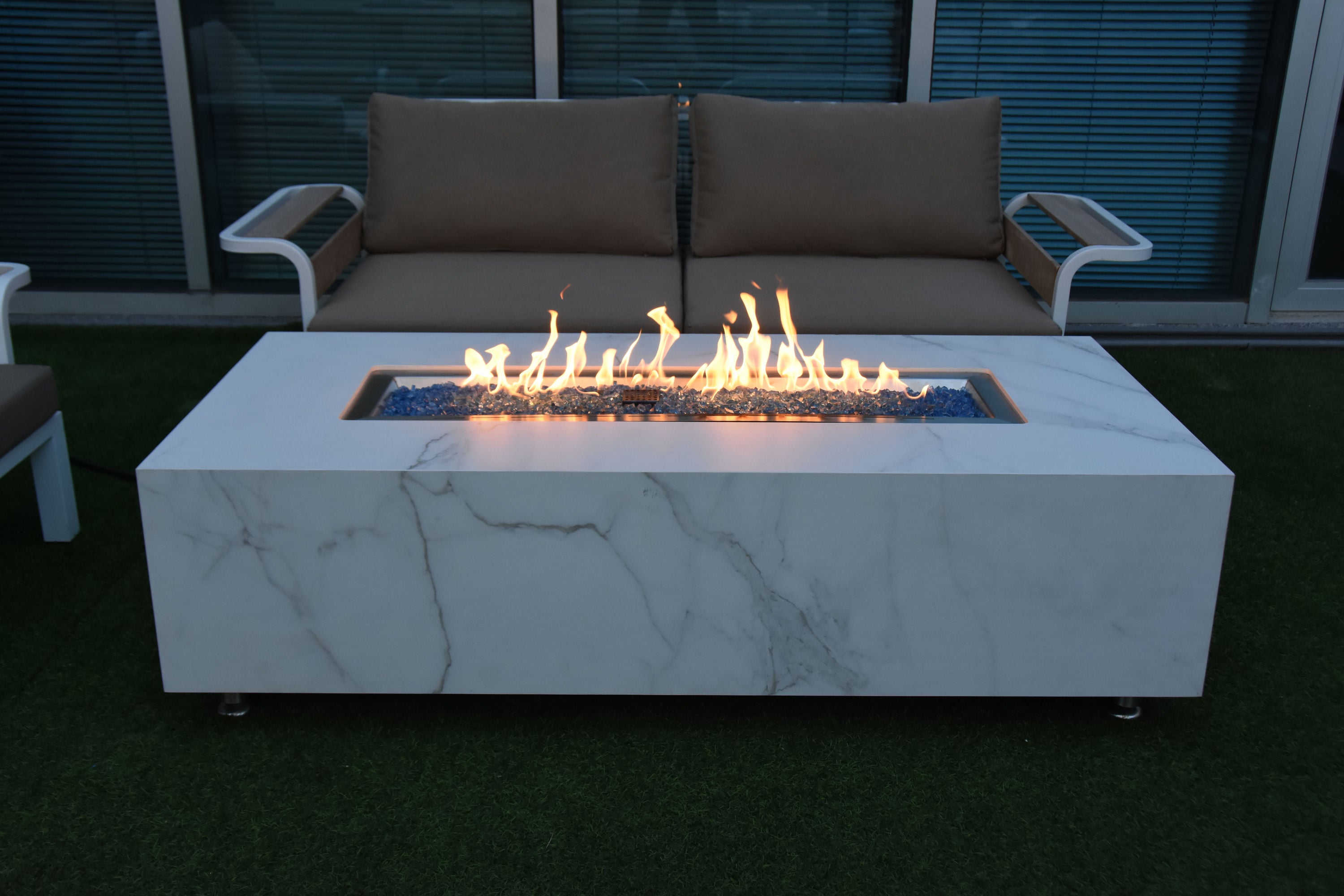 CARRARA Marble Porcelain Fire Table