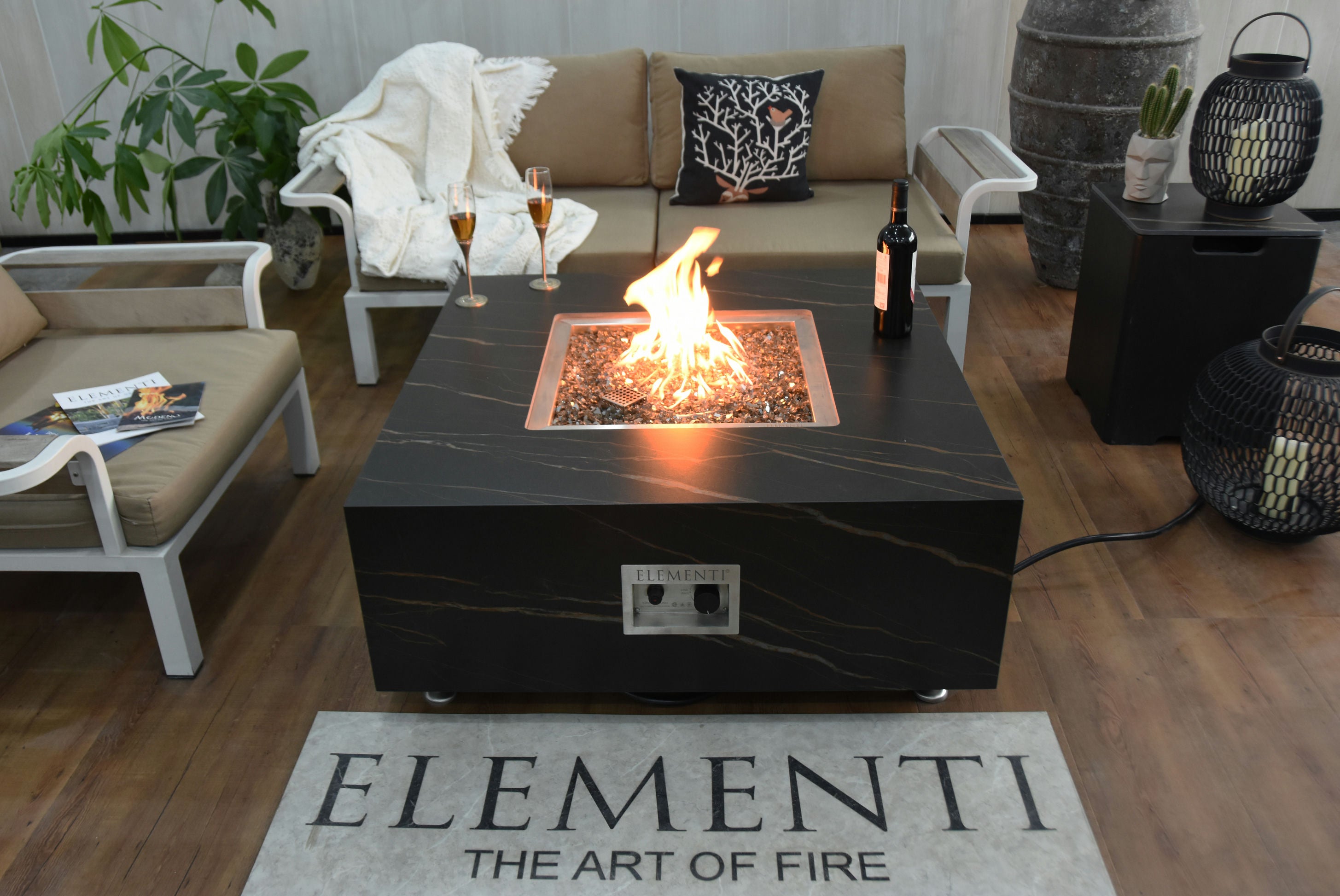 SOFIA Marble Porcelain Fire Table