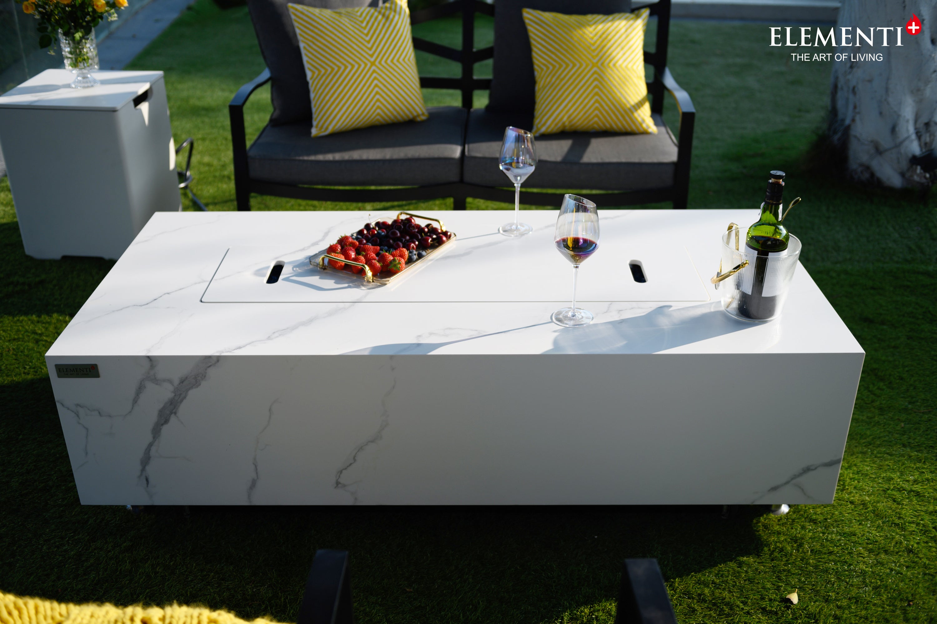 CARRARA Marble Porcelain Fire Table