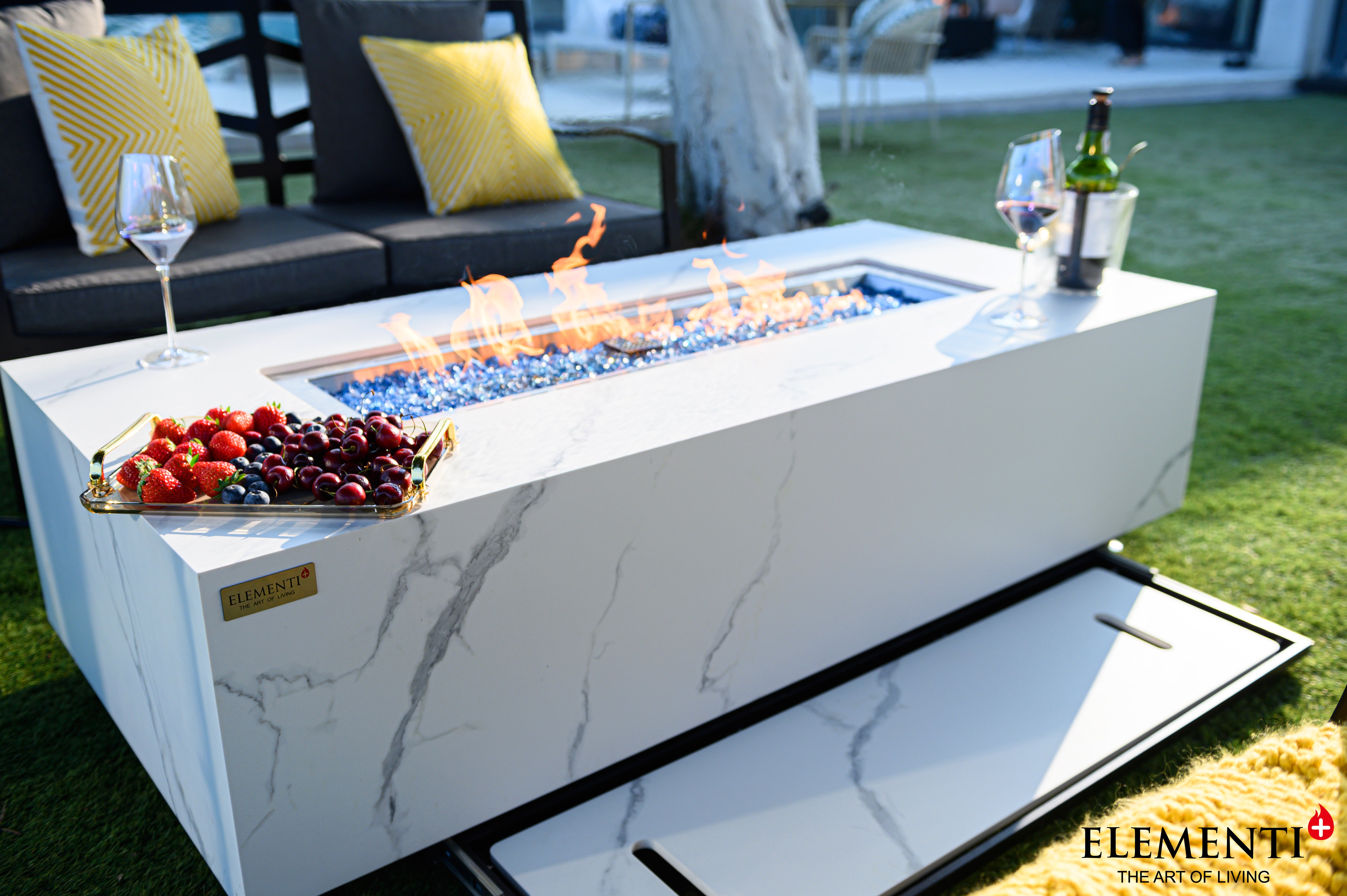 CARRARA Marble Porcelain Fire Table