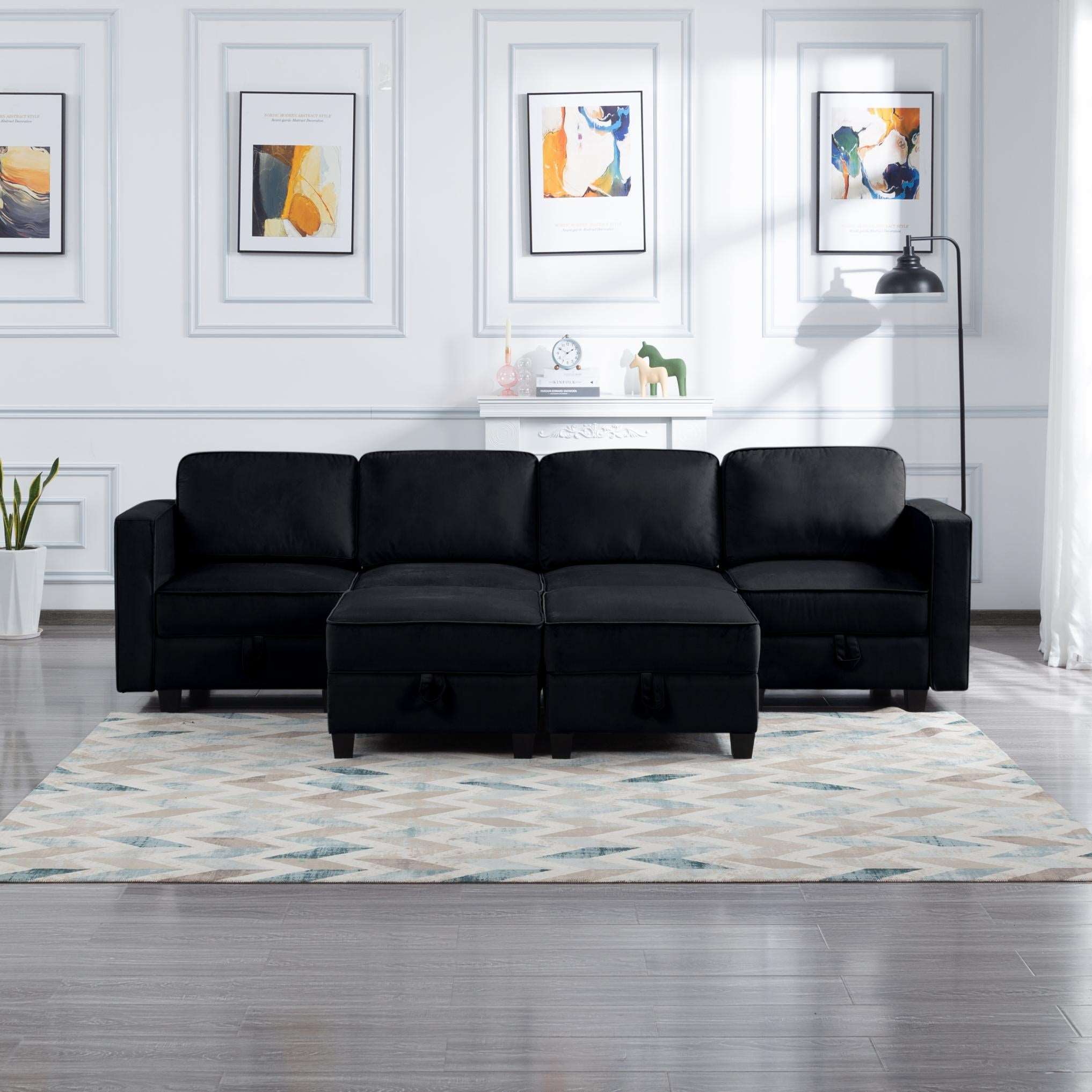 116” Square Arm Sectional Sofa