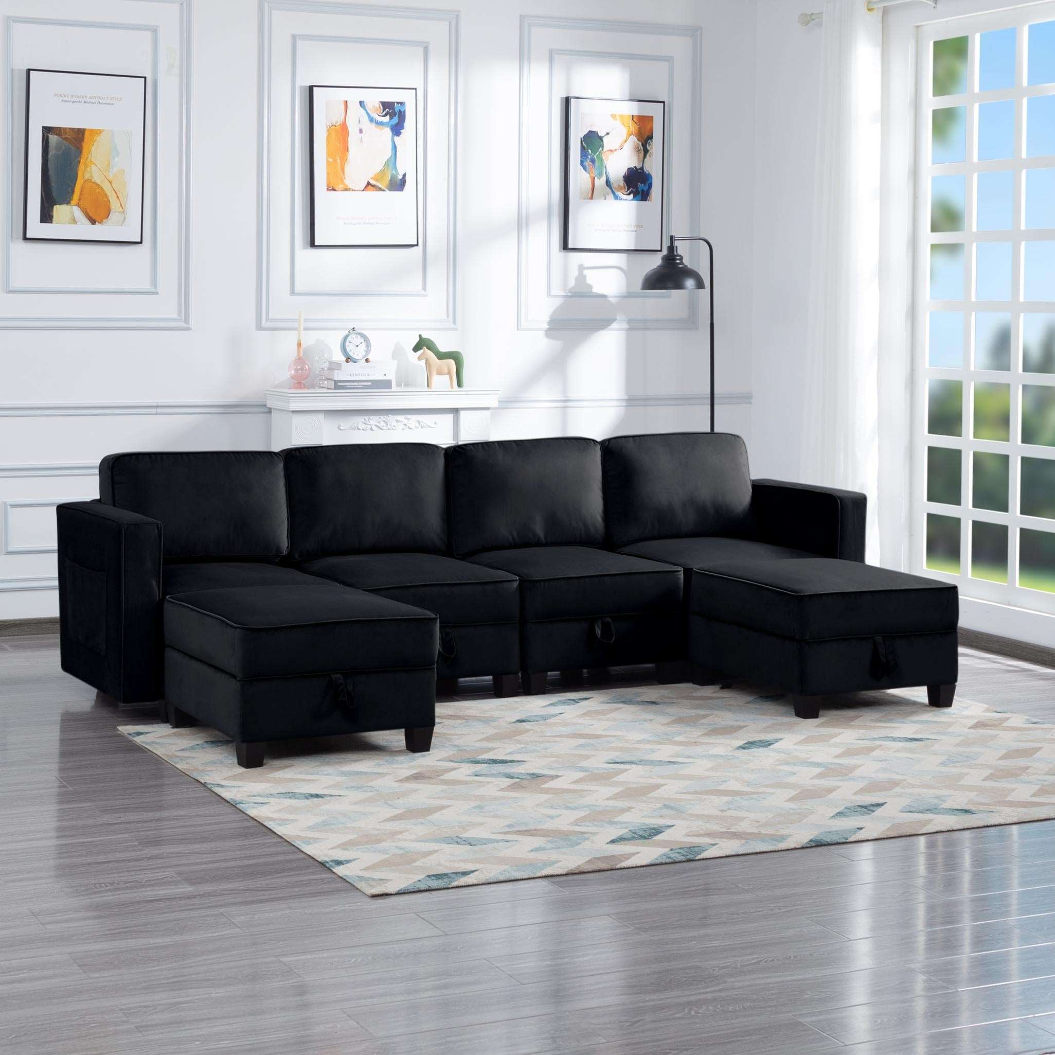 116” Square Arm Sectional Sofa