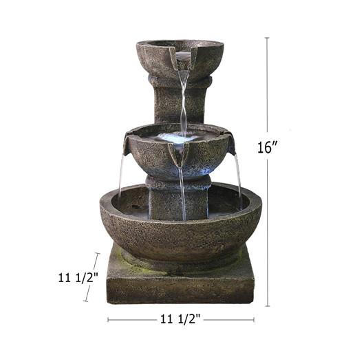 16inches Outdoor Water Fountain With Led Light For Outdoor indoor Decor