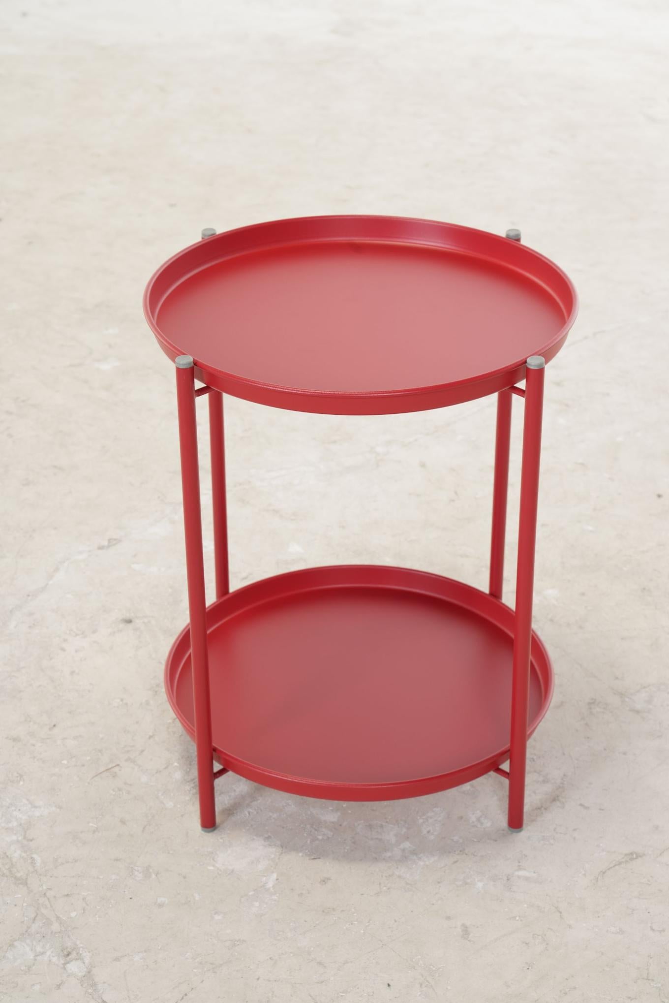 Outdoor Steel Patio Side Table 2-Tier