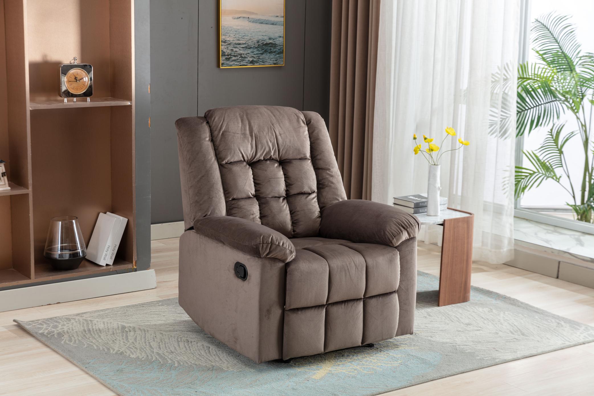 Classic Manual Recliner With Soft Padded Headrest And Armrest, Wonderful Chair&Sofa For Living Room And Bed Room