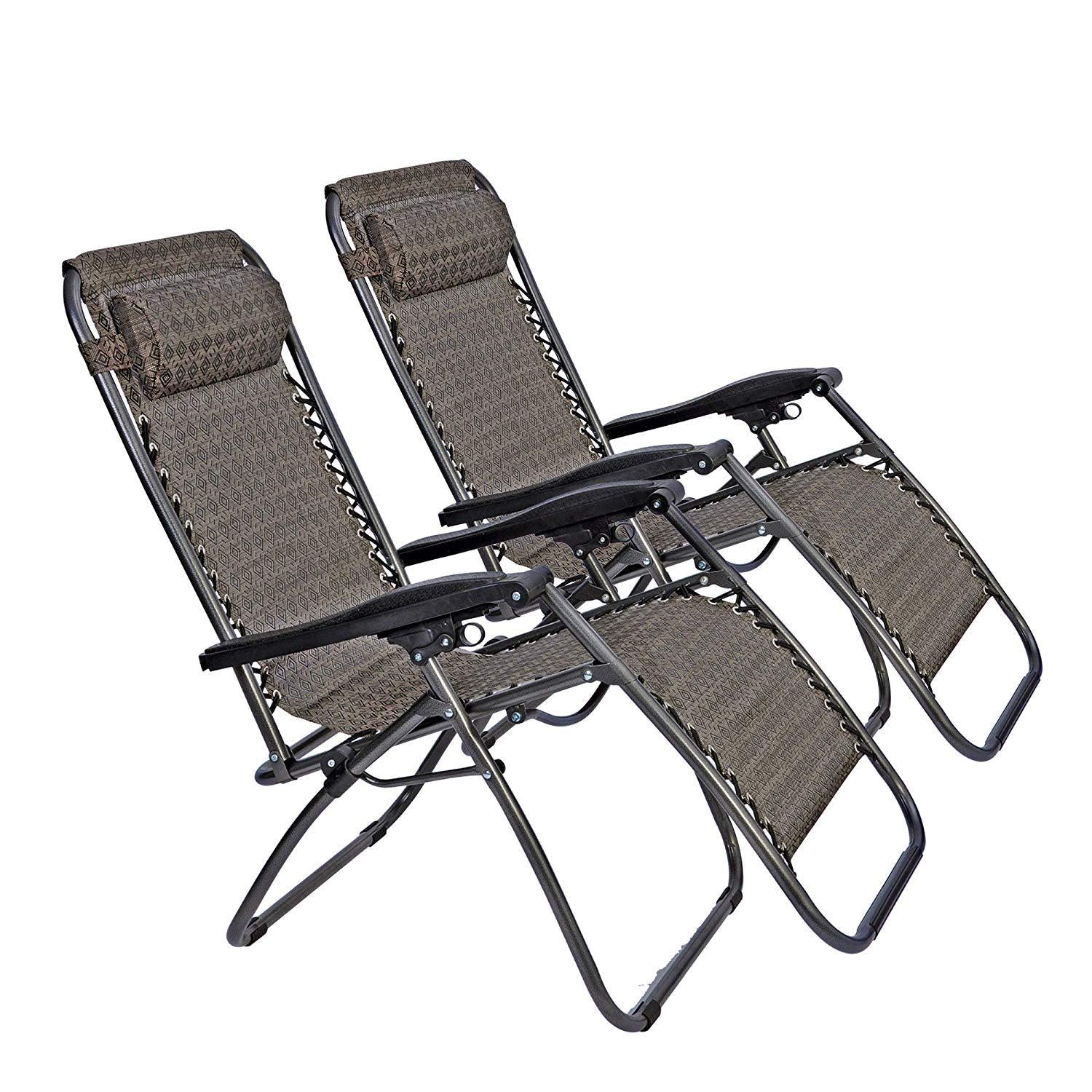 Set Of 2 Adjustable Zero Gravity Chair Patio Lounge Chairs Folding Recliner Outdoor Pool Yard Beach