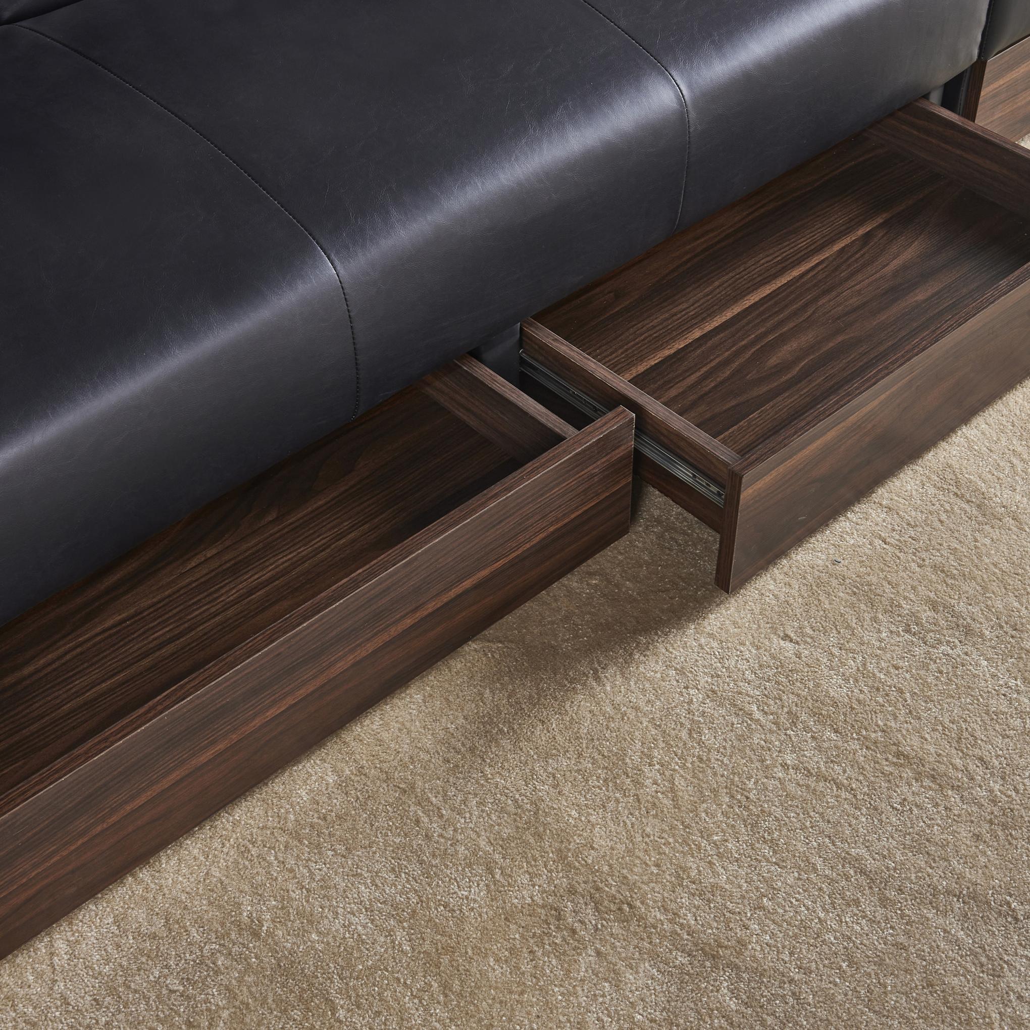 Multifunctional Sofa with Storage and Coffee Table Armrest