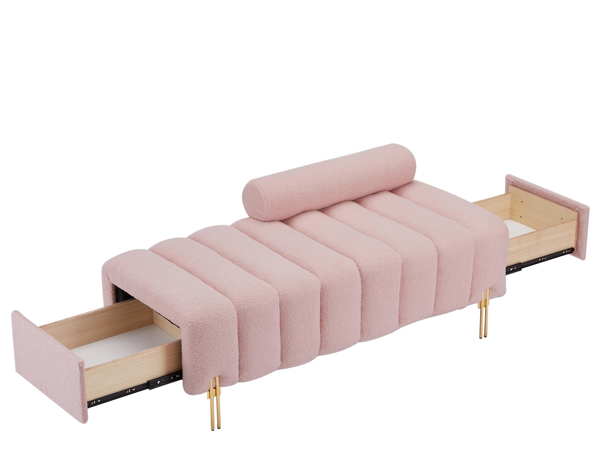 Modern Upholstered Bench with Gold Legs