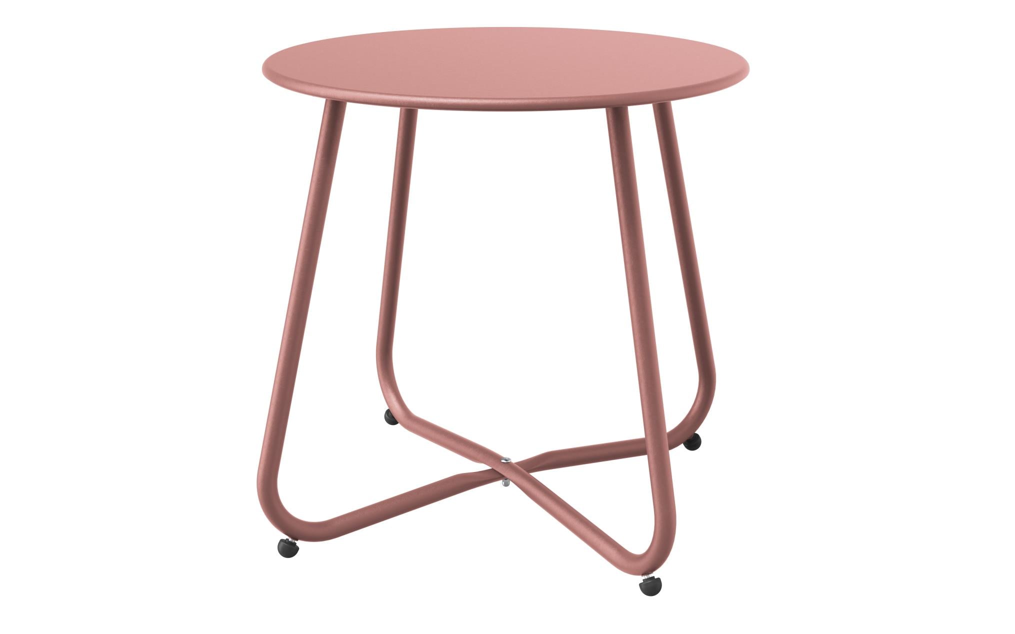 Sr Steel Patio Side Table, Weather Resistant Outdoor Round End Table