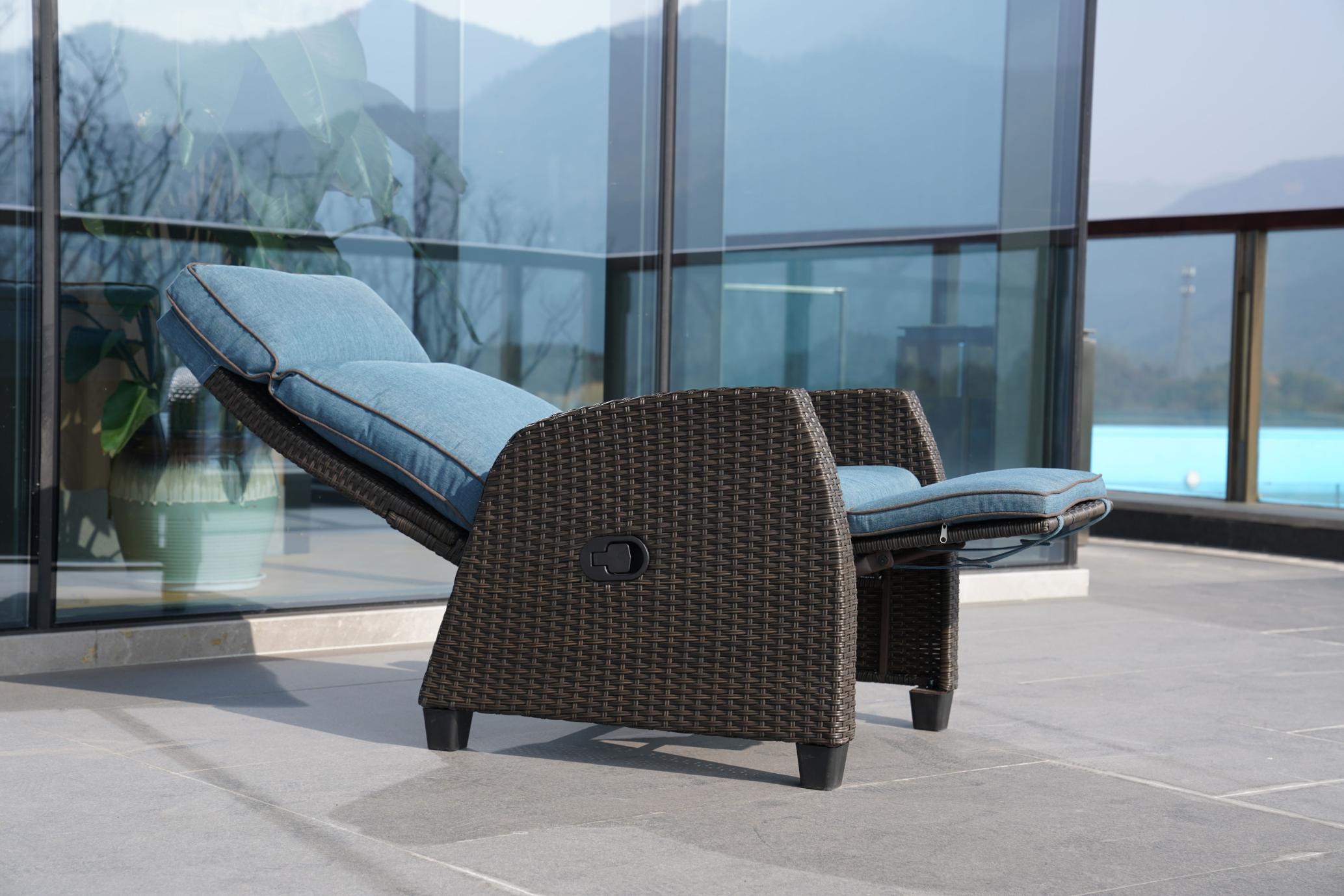 Outdoor Rattan Reclining Adjustable Lounge Chair