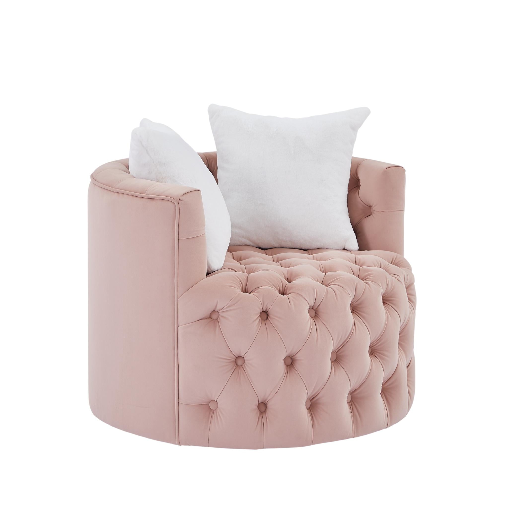 Modern Swivel Barrel Chair with Pillows