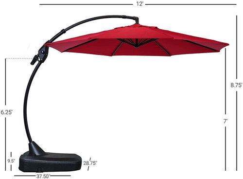 Sr Deluxe Aluminum Offset Umbrella, Patio Cantilever Umbrella