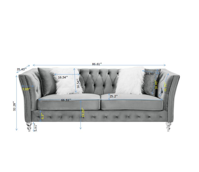 Solid Color Tufted Sofa For Living Room