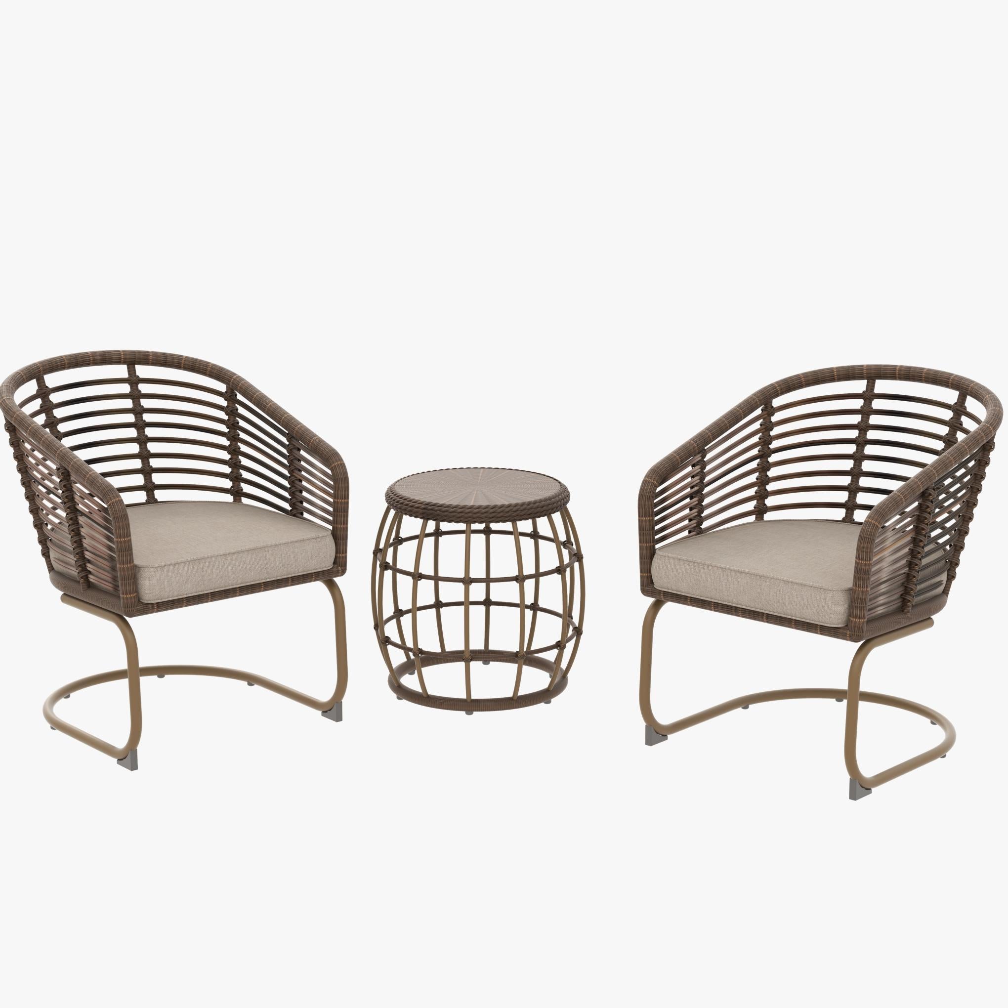 3 Piece Outdoor Rattan Sectional Sets With  Table